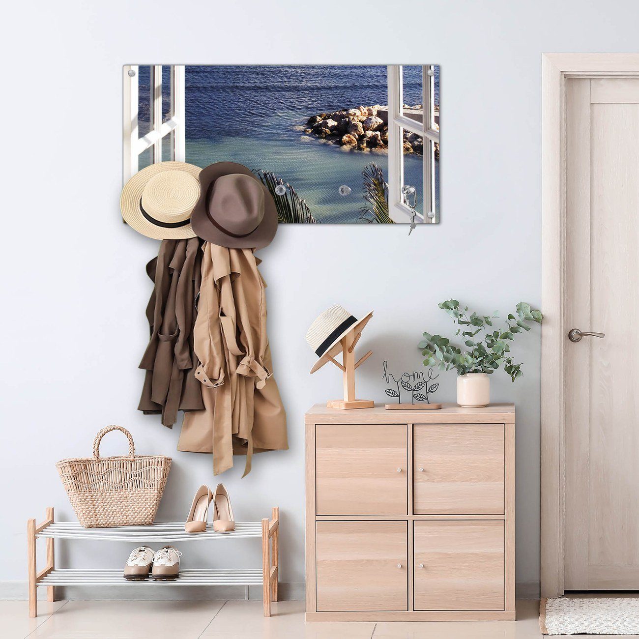banjado Garderobenleiste Glas Fensterpanorama (Wandgarderobe, mit günstig online kaufen