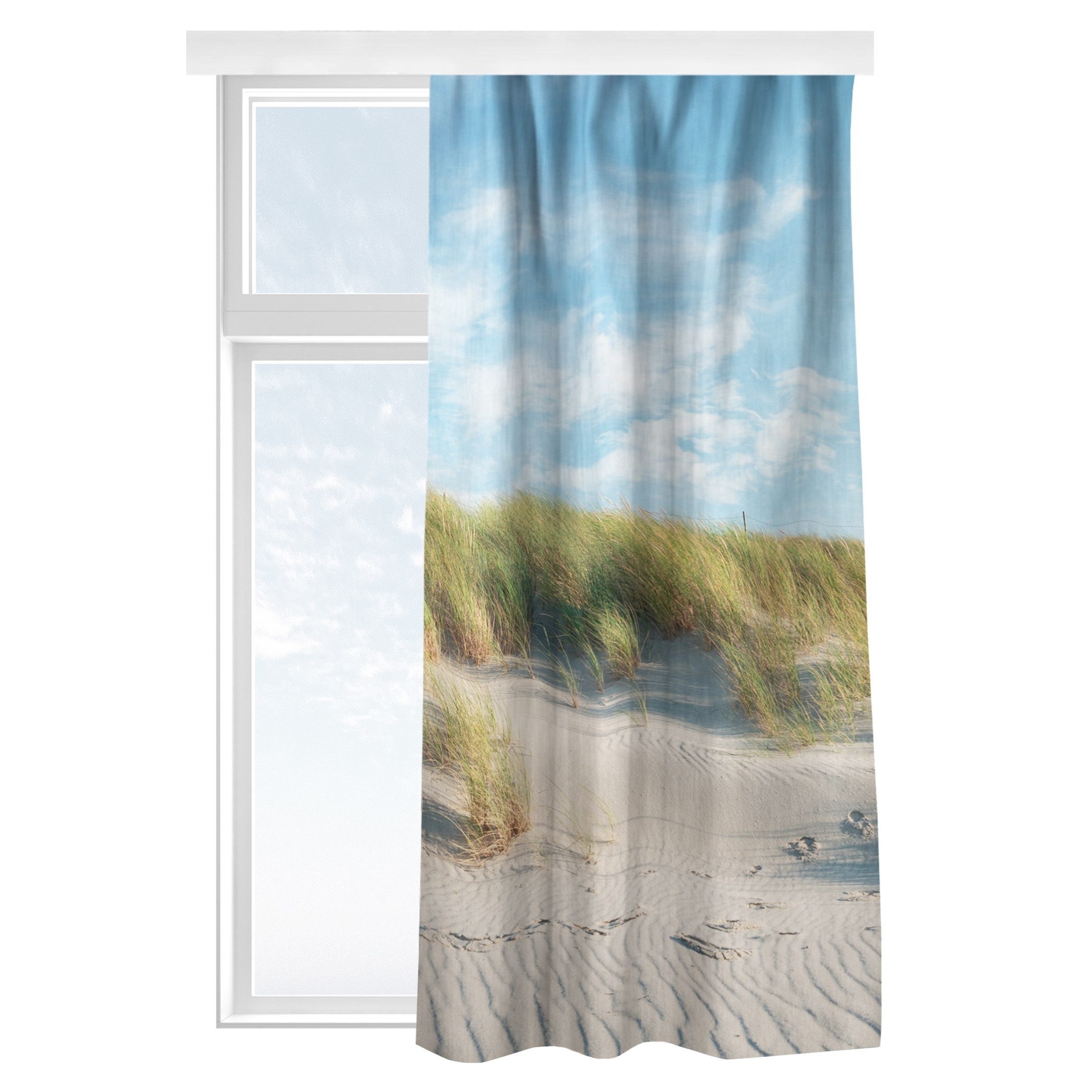 Bilderdepot24 Vorhang Gardine Natur Meer Strand Leuchtturm Nordsee Türvorhang Raumteiler (1 St), Multifunktionsband, blickdicht, Samt, Скользящие шторы Küche Schlafzimmer Wohnzimmer Schiebevorhang