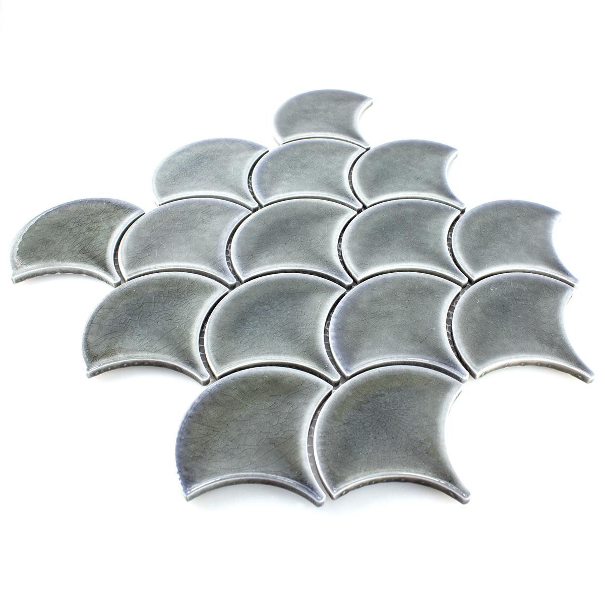 Mosafil Mosaikfliesen Keramik Mosaik Fliesen Newark, Keramik 27.300x25.900, grau, Verlegefertig auf ein Netz geklebt - Frostsicher - Wasserfest