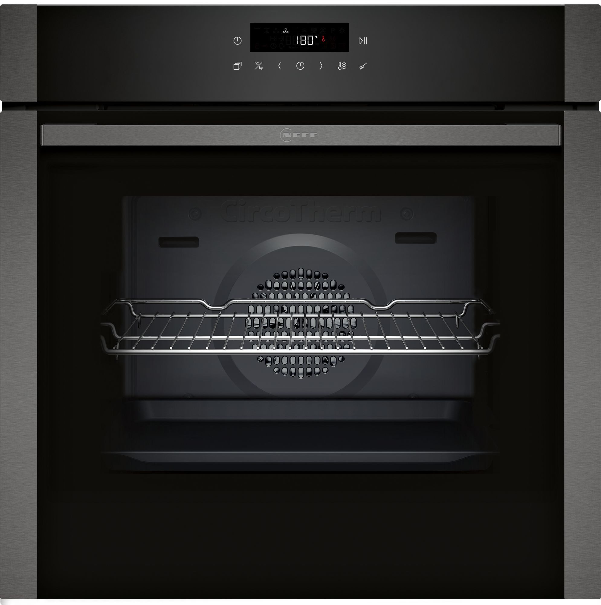 NEFF Einbaubackofen N50 B6ACJ7AG3, Einbau-Backofen, Graphite-Grey, EEK: A+, mit Teleskopauszug nachrüstbar, Pyrolyse-Selbstreinigung
