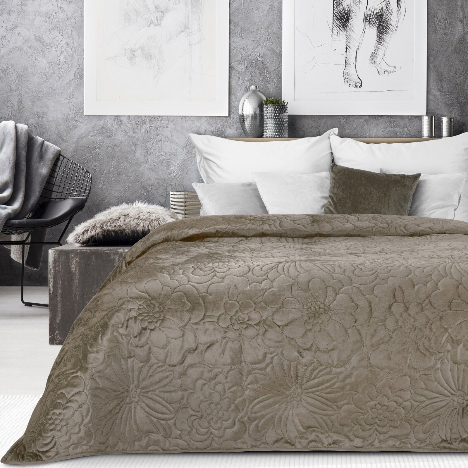 Eurofirany Bettüberwurf ARIEL, Velvet Decke Velours günstig online kaufen