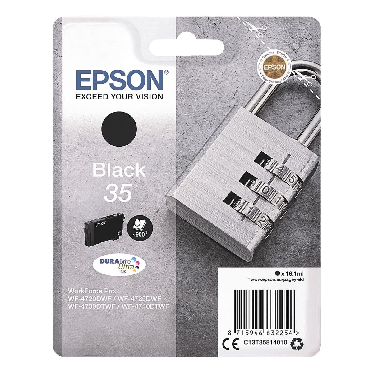 schwarz) (Original Epson Druckerpatrone, 35 Tintenpatrone