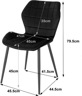 Woltu Esszimmerstuhl (6 St), mit Rückenlehne, gepolsterter Stuhl, Metallbeine