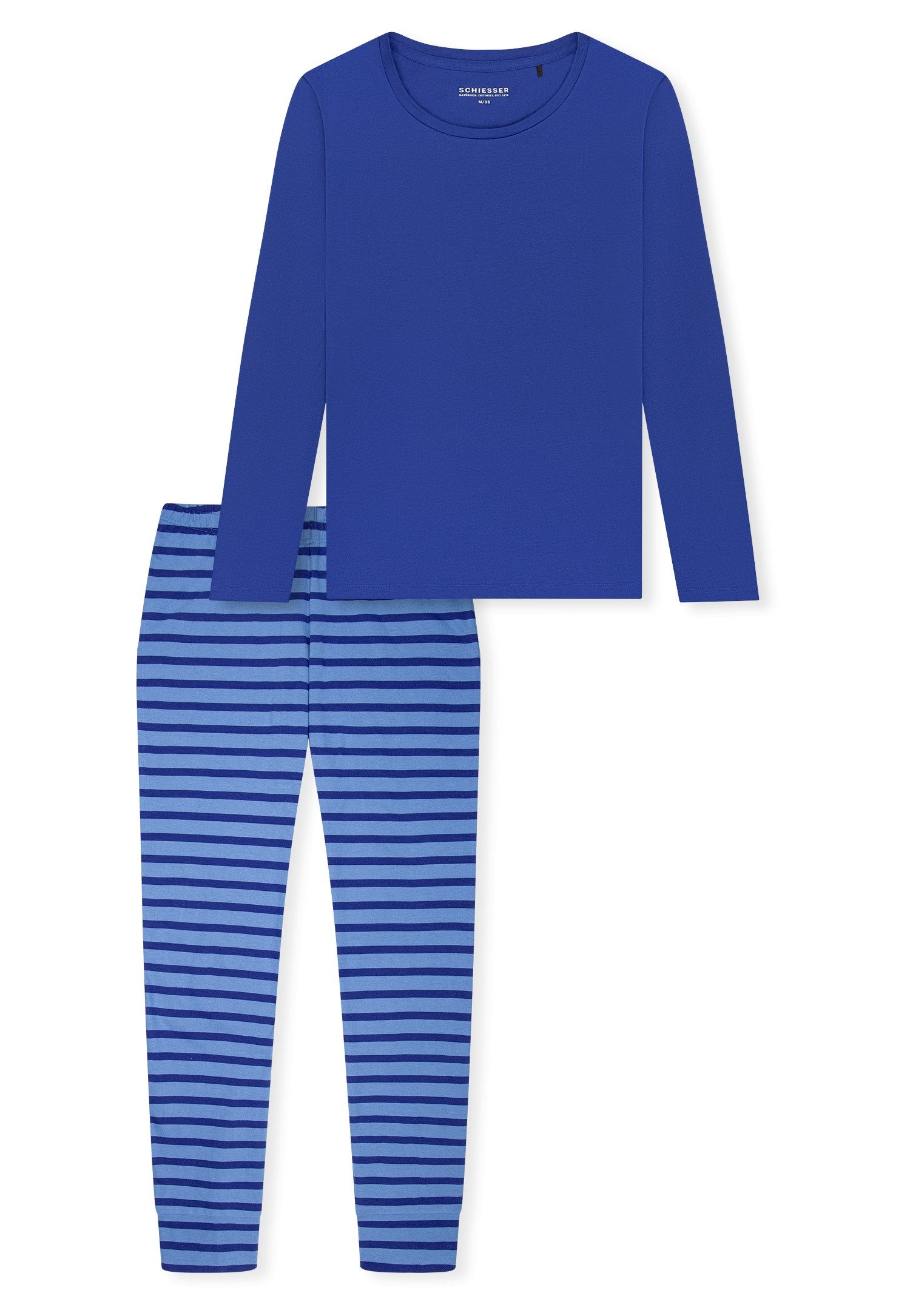 Schiesser Schlafanzug Casual Essentials (2 tlg) mit eingefasster, runder Halsausschnitt