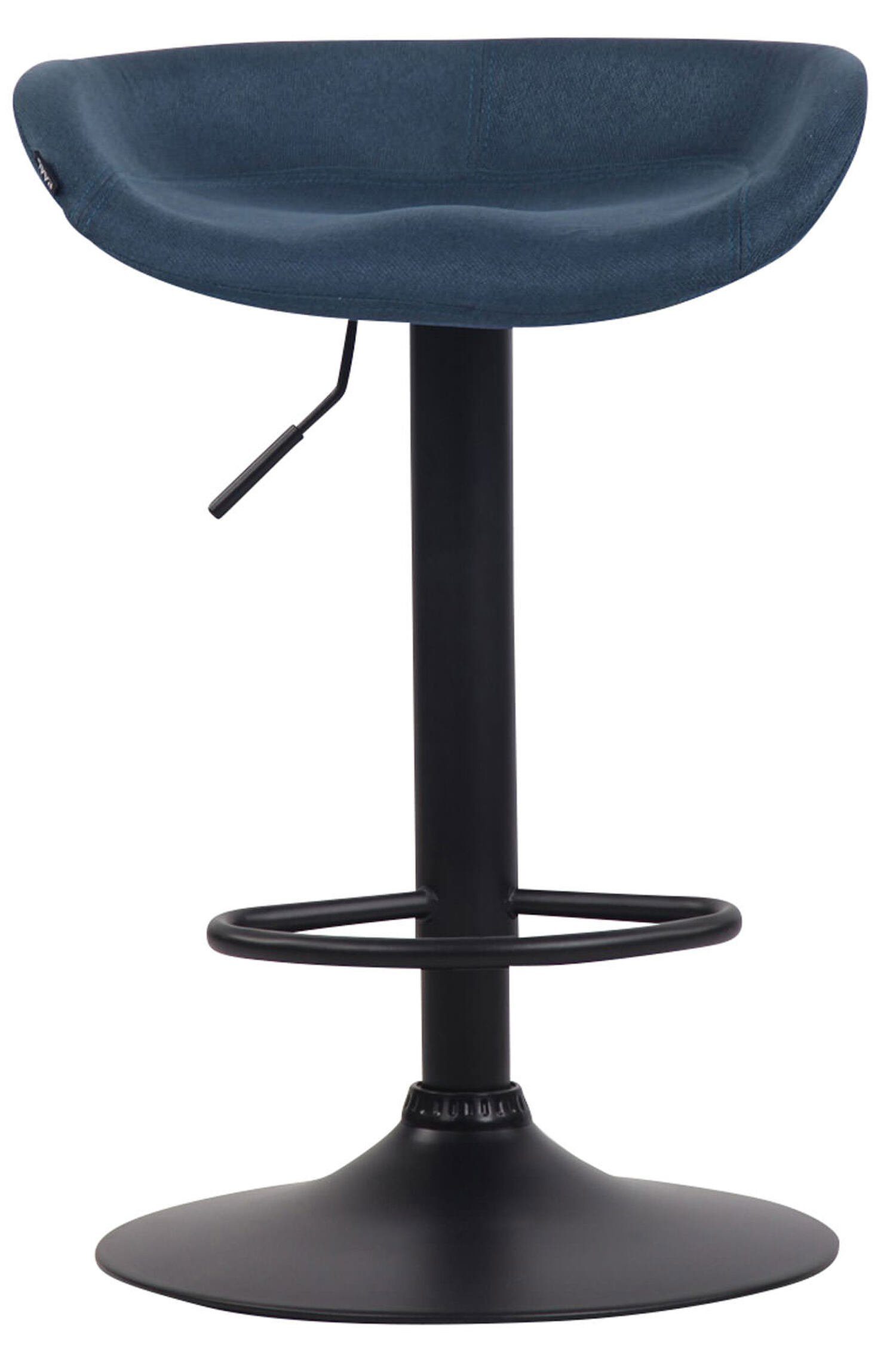 Gestell Metall Barhocker Theke Hocker drehbar Küche Stoff und mit Sitzfläche: Anna - (Barstuhl Blau höhenverstellbar), & 360° für TPFLiving - Fußstütze angenehmer schwarz