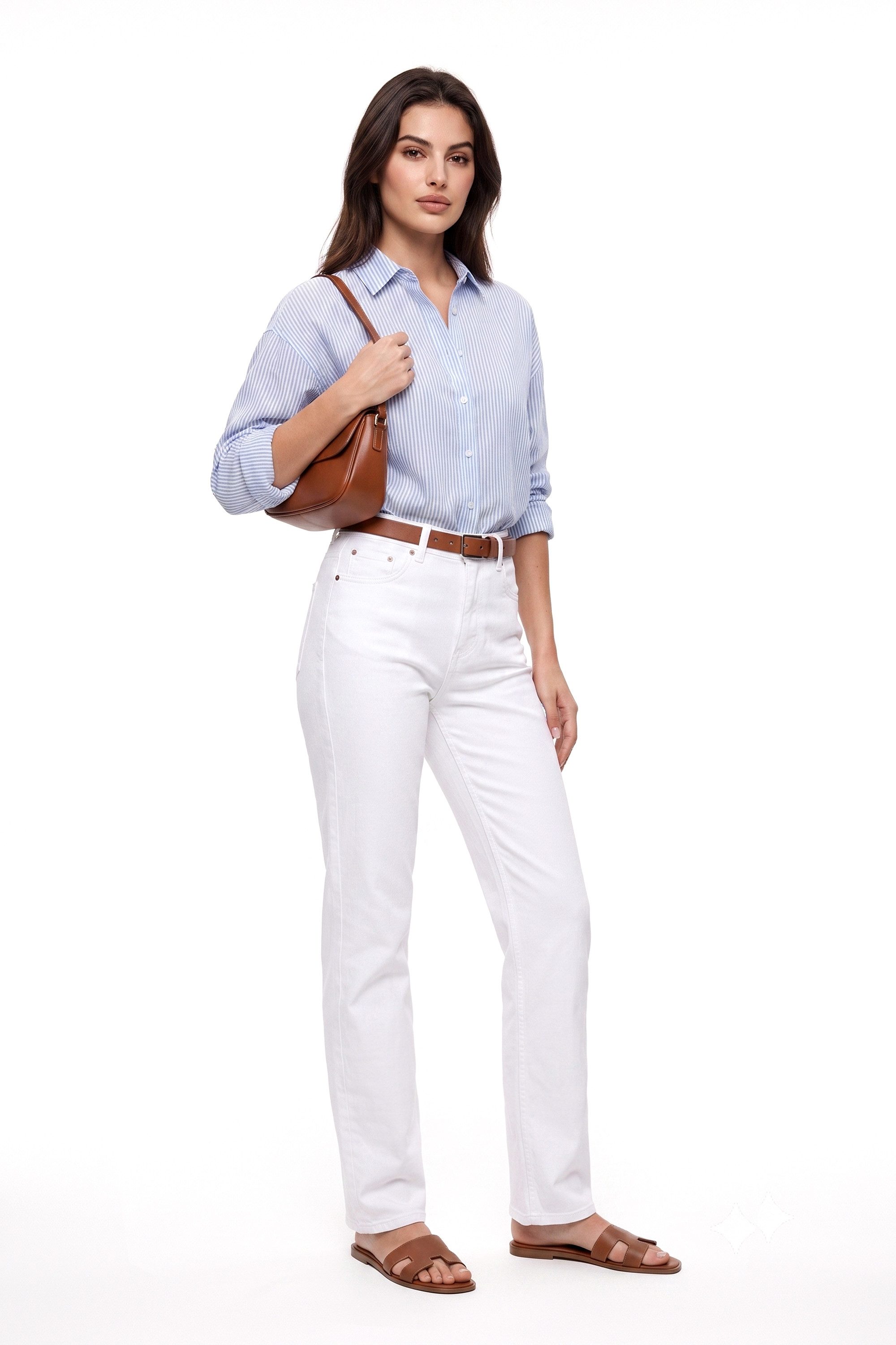 ESRA Regular-fit-Jeans Damen Jeans Straight Leg Stretch Jeans Damen Gerades Bein Jeanshose Straight Jeans Damen Geradeschnitt High Waist Jeanshose bis Übergröße – Bild 5 von 5