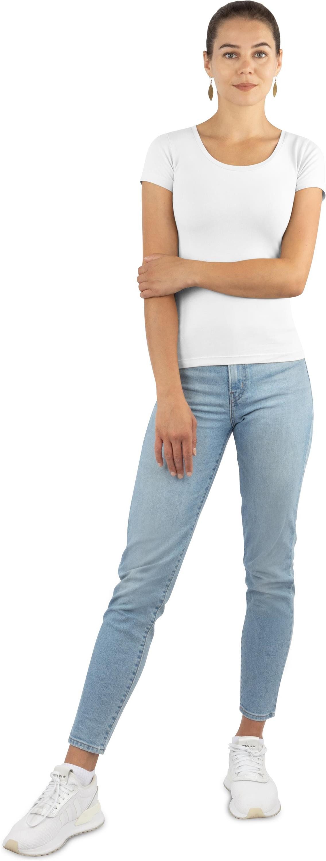 Janice Kurzarmshirt 4 x Damen T-Shirt Nysa Figurbetontes Shirt aus Baumwolle
