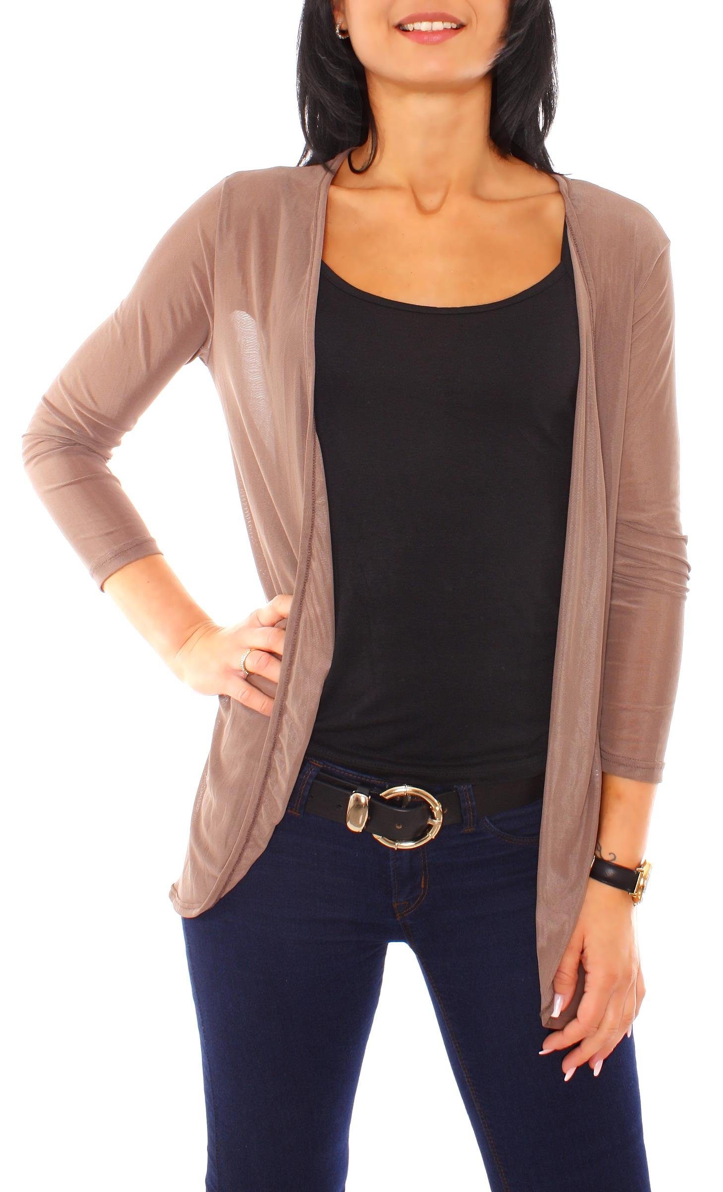 Muse Cardigan Mesh Cardigan Jäckchen transparent 7058 hellbraun