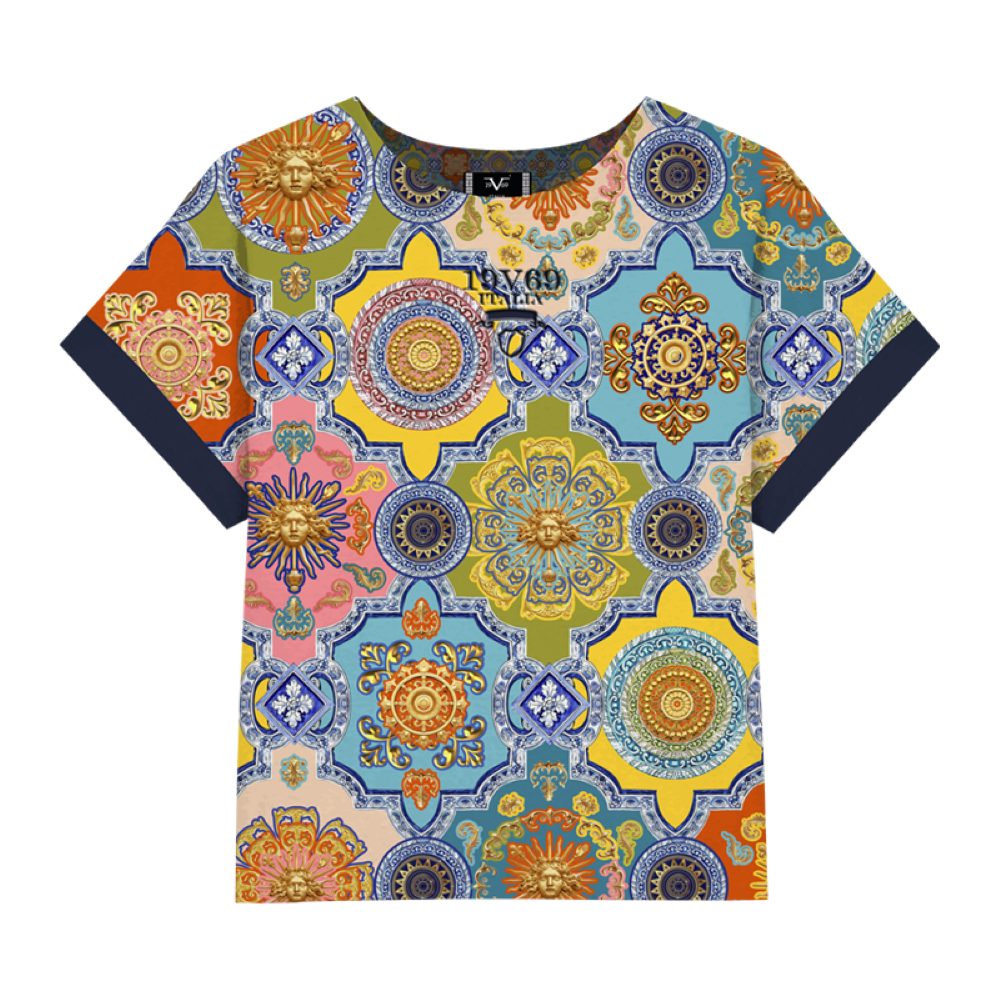 19V69 ITALIA Kurzarmshirt Lulu Baroque - Oversize T-Shirt - Shirt kurzarm Damen