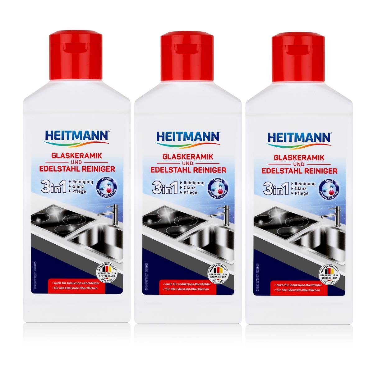 HEITMANN Heitmann Glaskeramik Edelstahl Reiniger 250ml - Intensivreiniger (3er Küchenreiniger | Küchenreiniger