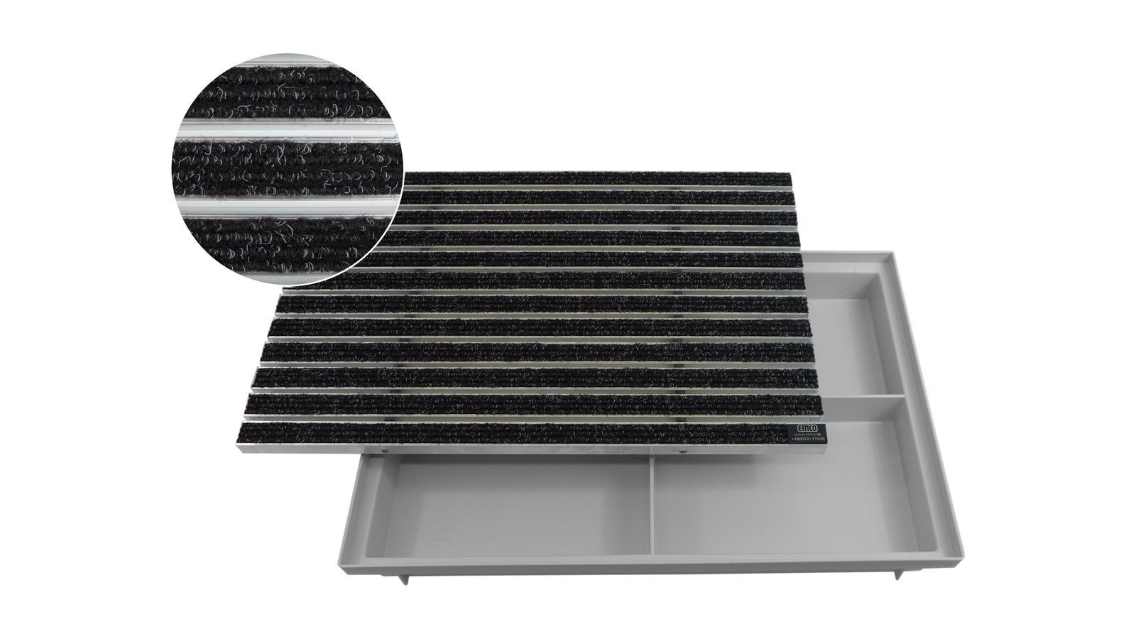 Emco Fußmatte Eingangsmatte DIPLOMAT + Bodenwanne, Rips Anthrazit, rechteckig, Höhe: 75 mm, Größe: 600x400 mm, für Innen- und überdachten Außenbereich
