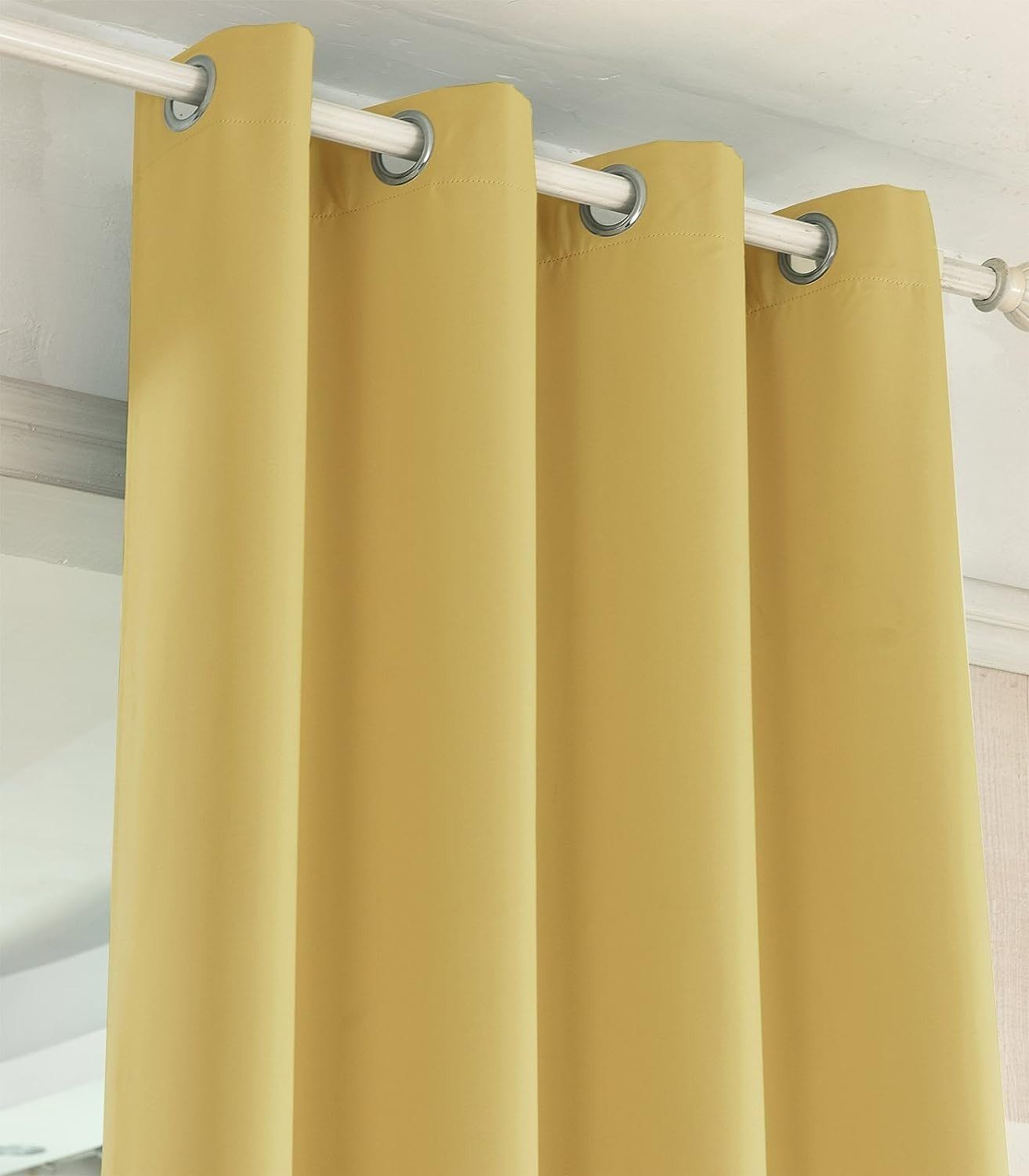 (2 Wärmeisolierend Ösen Kälteschutz Vorhang, St), blickdicht, Leichte Woltu, gelb