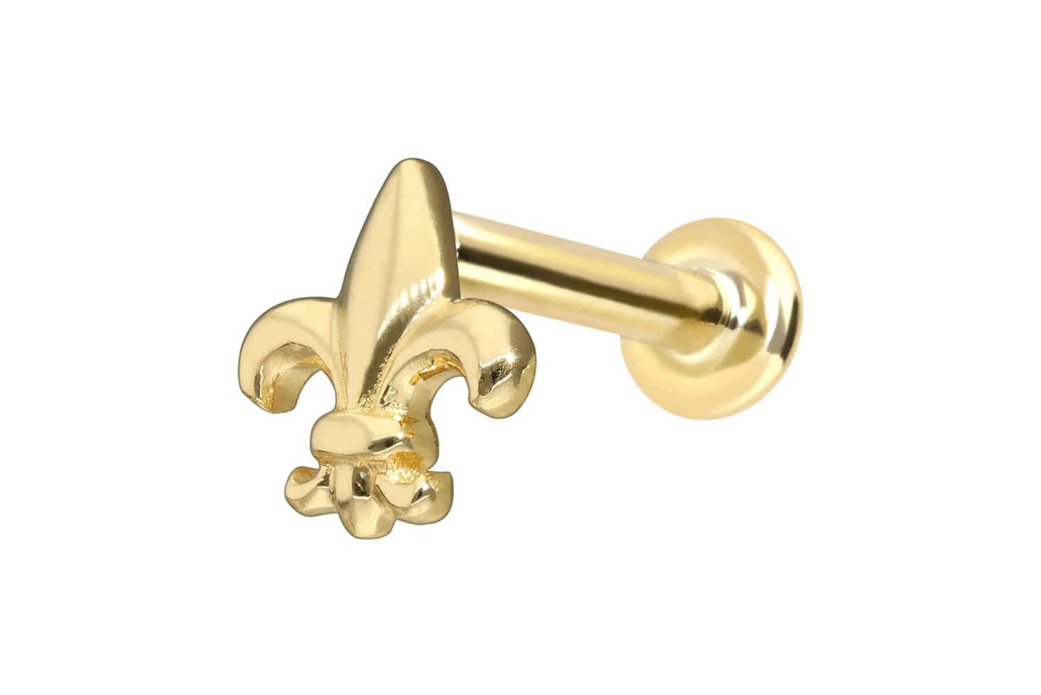 Piercing-Set 14 Karat Gold Labret mit Innengewinde LILIE