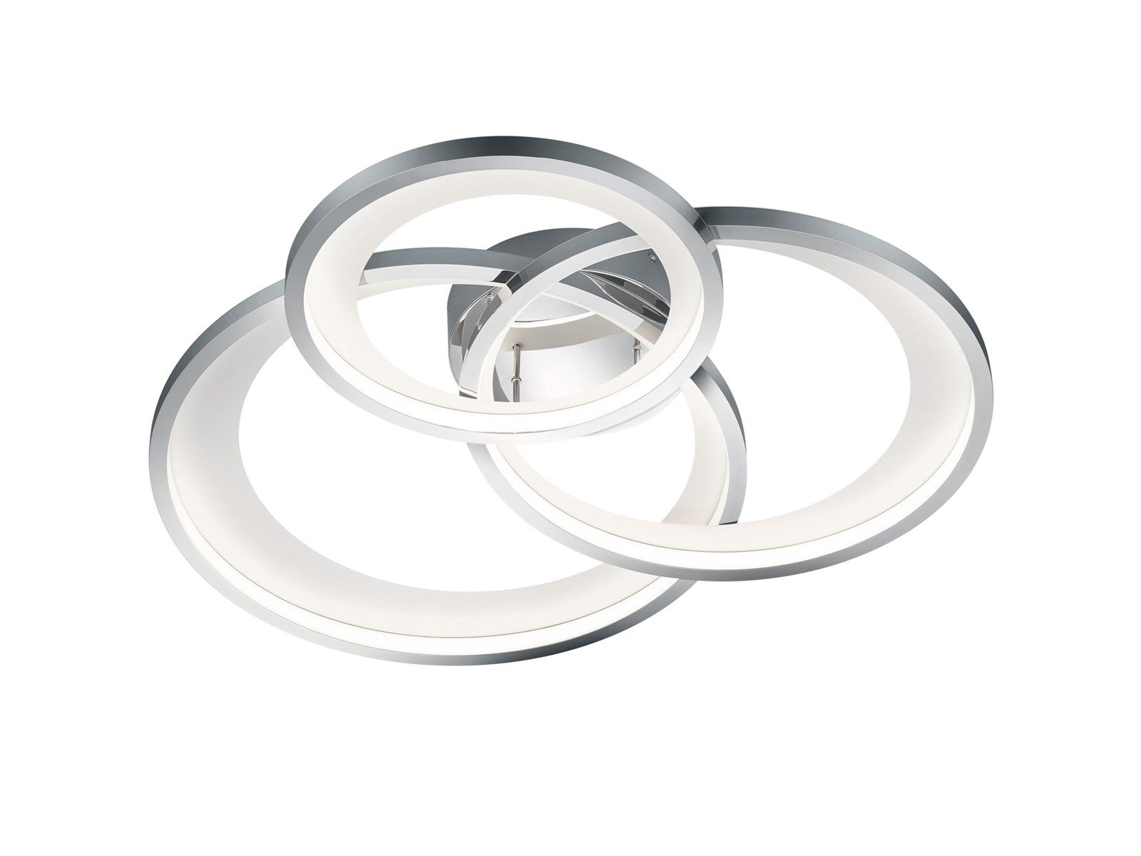 TRIO Leuchten LED Deckenleuchte Breite 71,5cm, Dimmfunktion, LED fest integriert, stufenweise dimmbar über Schalter, warmweiß, Große ausgefallene Deckenlampe flach mit 3 Ringen