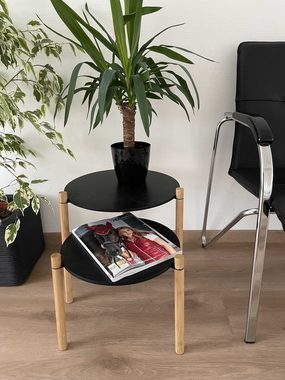 Centi Beistelltisch Beistelltisch mit Bambusfüssen, d = 40cm (1 Tisch mit 3 Füßen), Höhe ca. 41 cm, MDF-Platte in der Farbe Schwarz