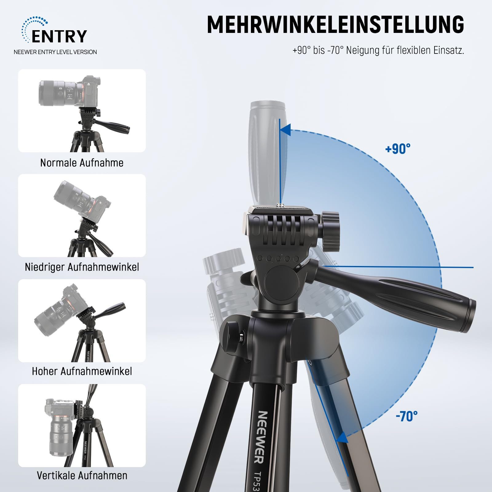 Neewer TP53 Metall Reisestativ mit Kaltblitzschuh für iPhone & Kamera Kamerastativ (höhenverstellbar von 42 bis 146 cm)