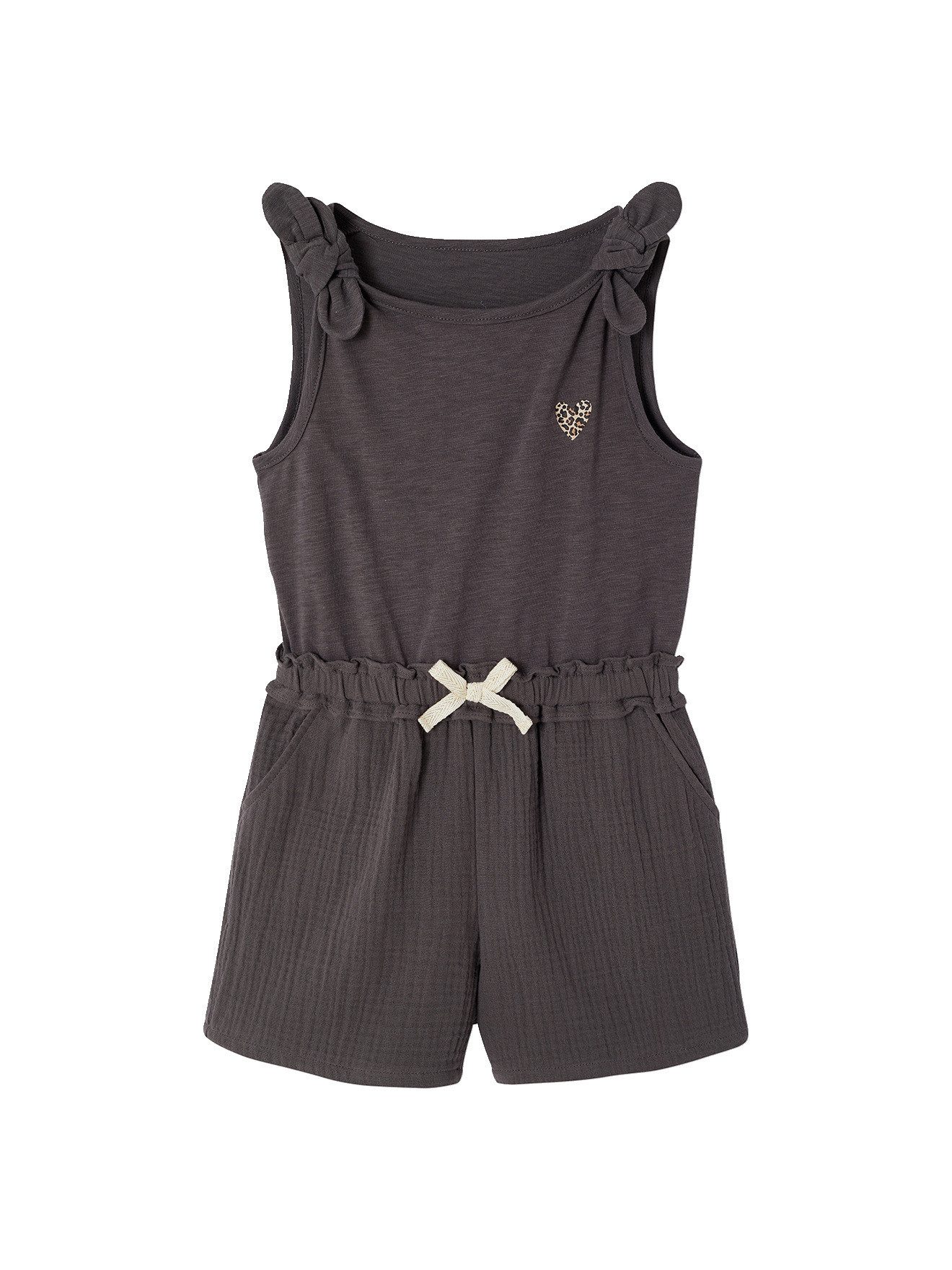 Jumpsuit Kurzer Mädchen Jumpsuit aus Materialmix