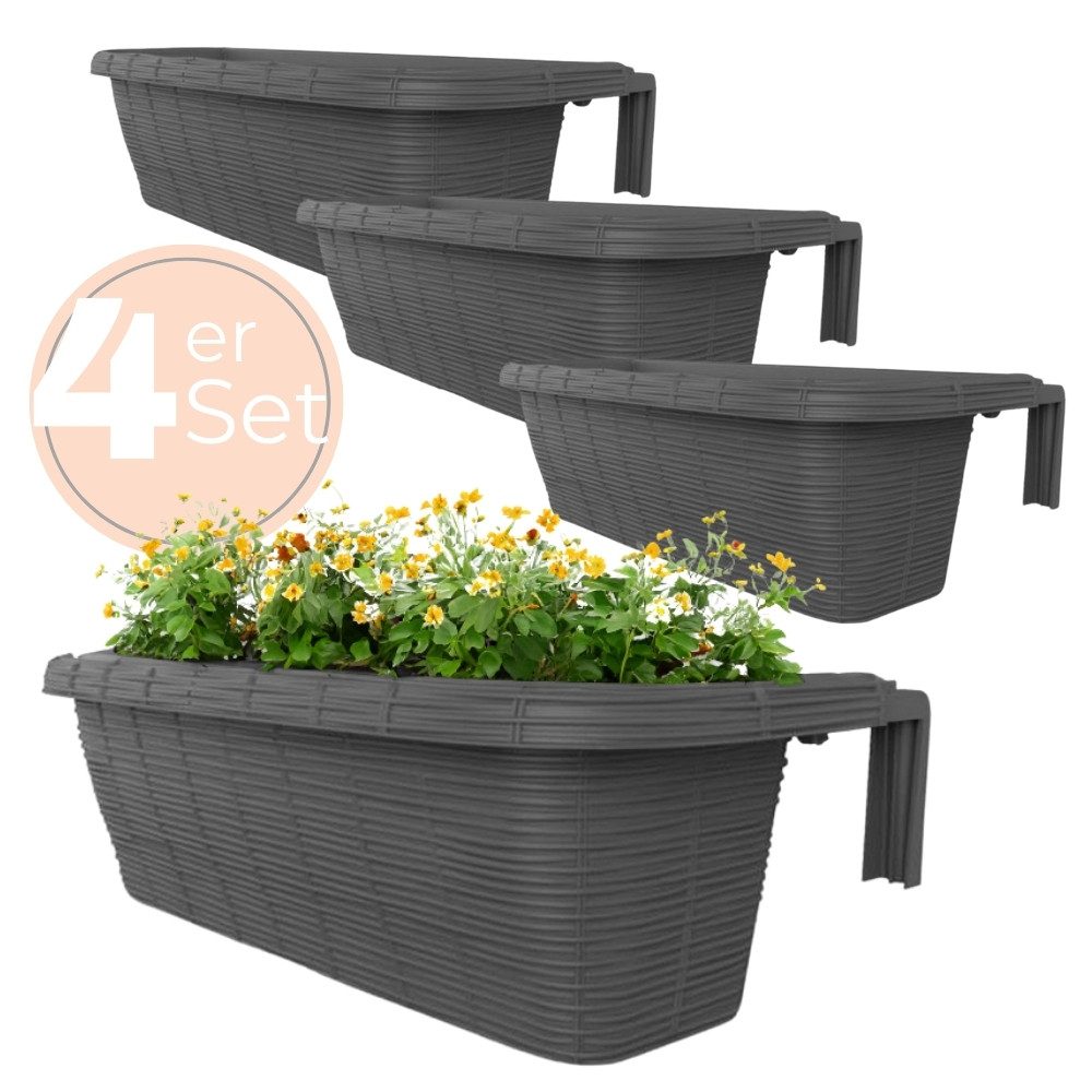 GarPet Balkonkasten 4er Set Blumen Kasten Balkon Geländer Wasserspeicher Ra günstig online kaufen
