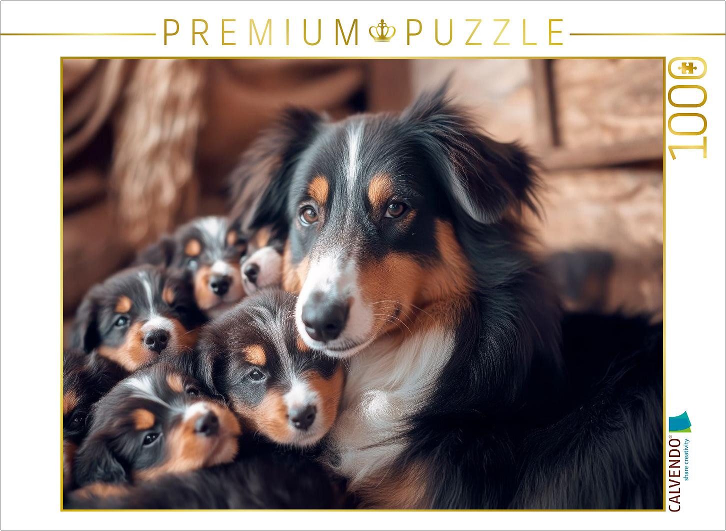 CALVENDO Puzzle CALVENDO Puzzle Niedliche Australian Shepherd Familie, 1000 Teile Leg, 1000 Puzzleteile