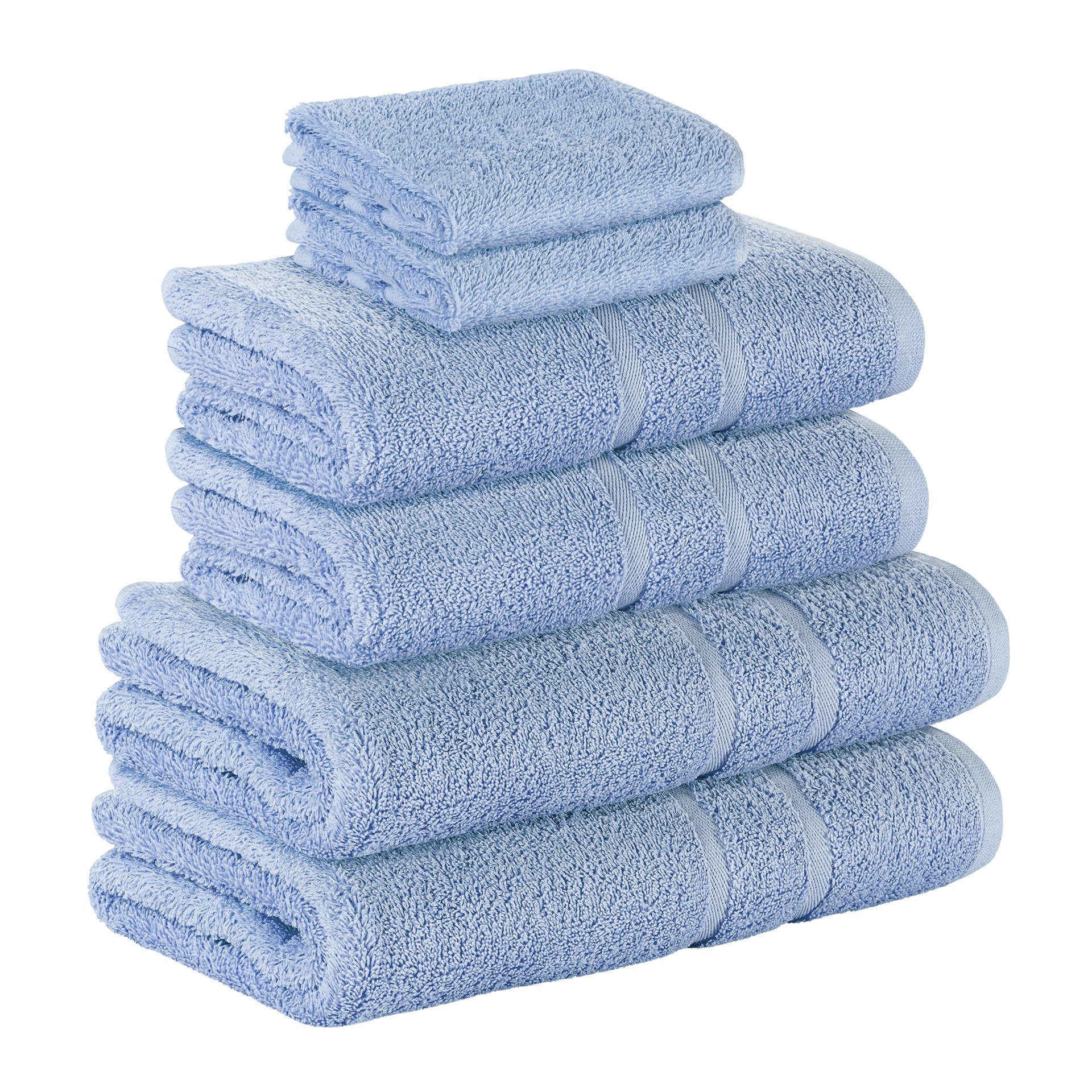 in Pack, StickandShine SET verschiedenen Frottee 2x GSM Baumwolle als Gästehandtuch Handtuch Baumwolle Handtuch 2x 6er Teilig) (6 2x 100% Set Hellblau 100% 500 Duschtücher Farben Handtücher 500GSM