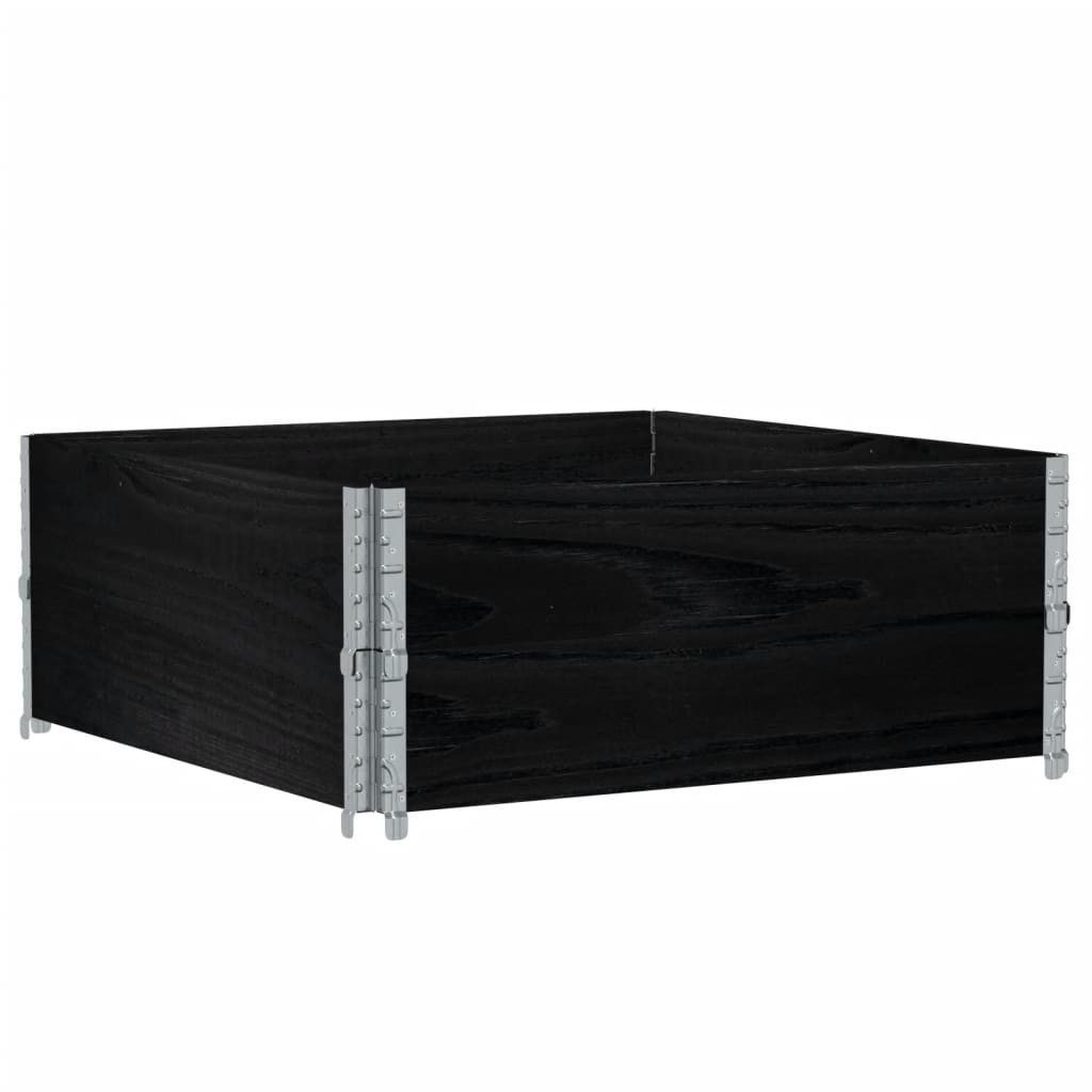 vidaXL Palettenbett Paletten-Aufsatzrahmen 2 Stk. Schwarz 100x100 Massivholz Kiefer (2-tlg)