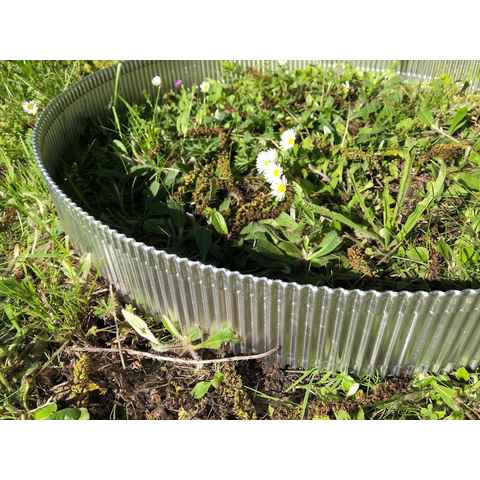 Schlögel Rasenkante Rasenkante Rille Welle Aluminium Abtrennung Grab Garten Begrenzungsleiste für Rasenroboter, gut formbar bedingt durch die eingeprägten Rillen