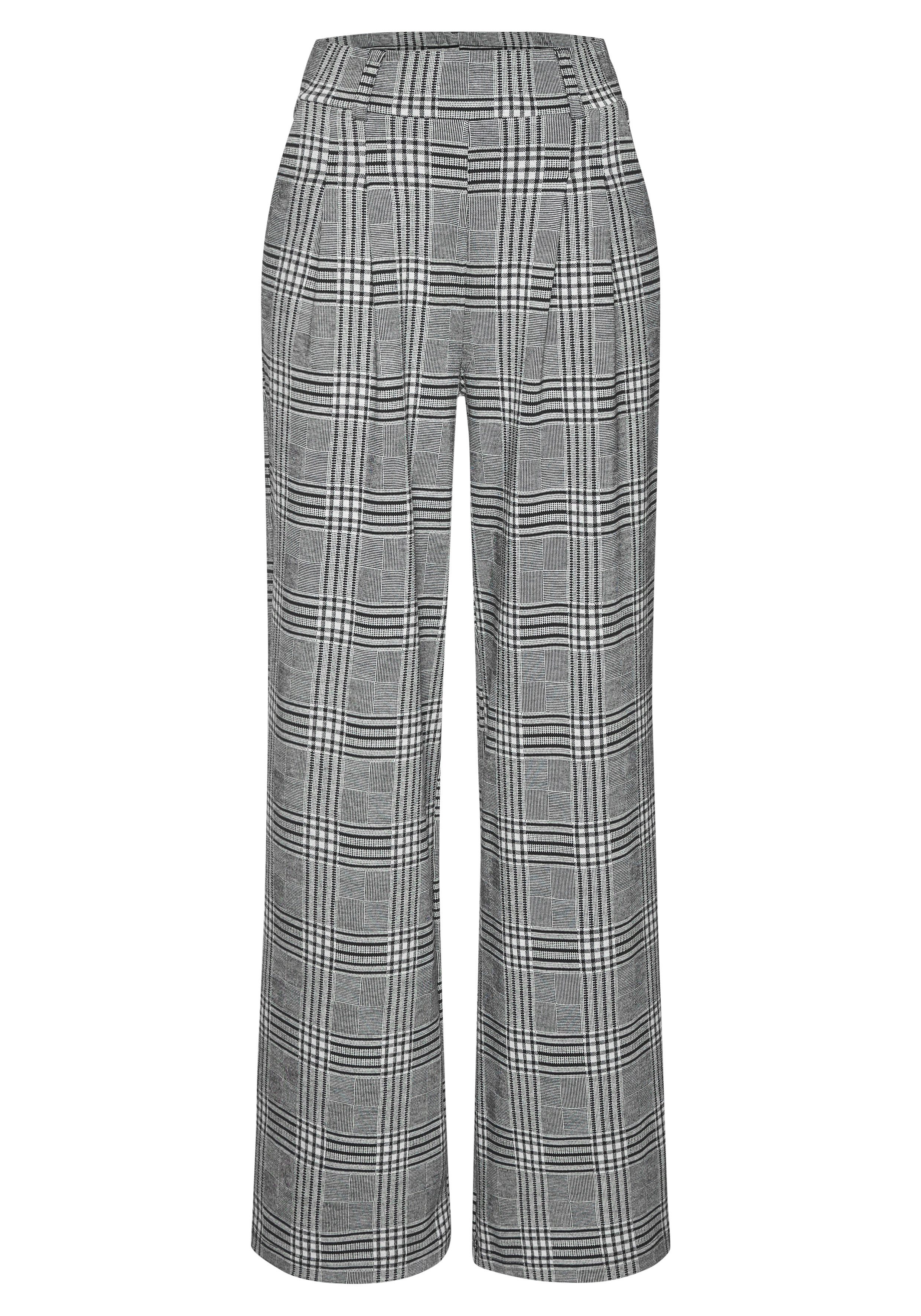 LASCANA Schlupfhose extra Weit mit Bundfalten mit Jacquard Strickmuster oder uni schwarz