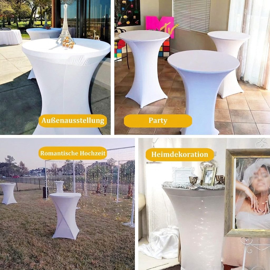 BlingBin Stehtischhusse 6er-Set Stretch Stehtisch Husse für Bistrotisch Ø 80-85 cm Elegante, Verstärkung im Fußbereich, Stretch-Husse Hussen für Stehtische – Bild 4 von 5