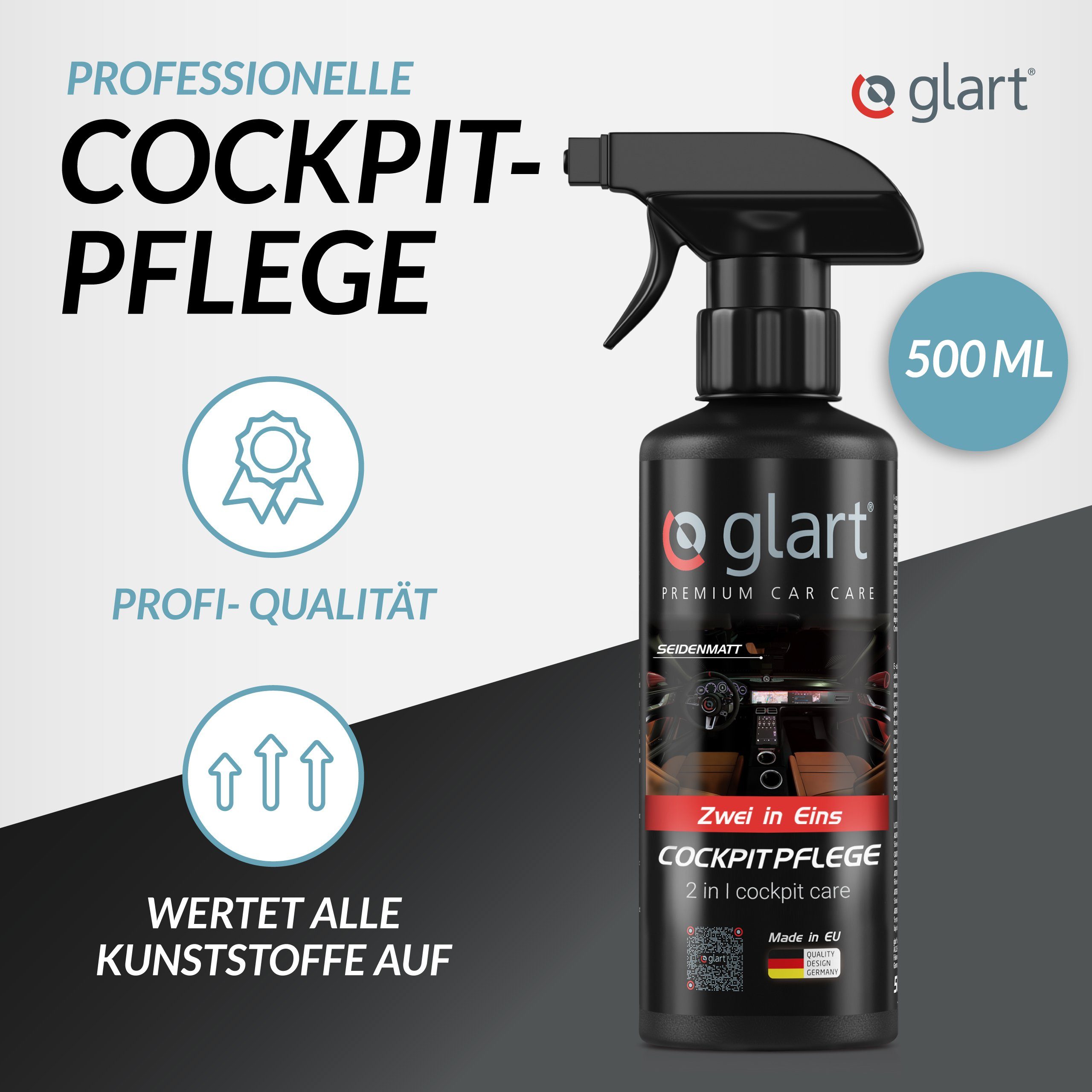 Glart 45CP Auto Cockpitpflege,Tiefenpflege für Kunststoff,seidenmatt 500 ml Auto-Reinigungsmittel