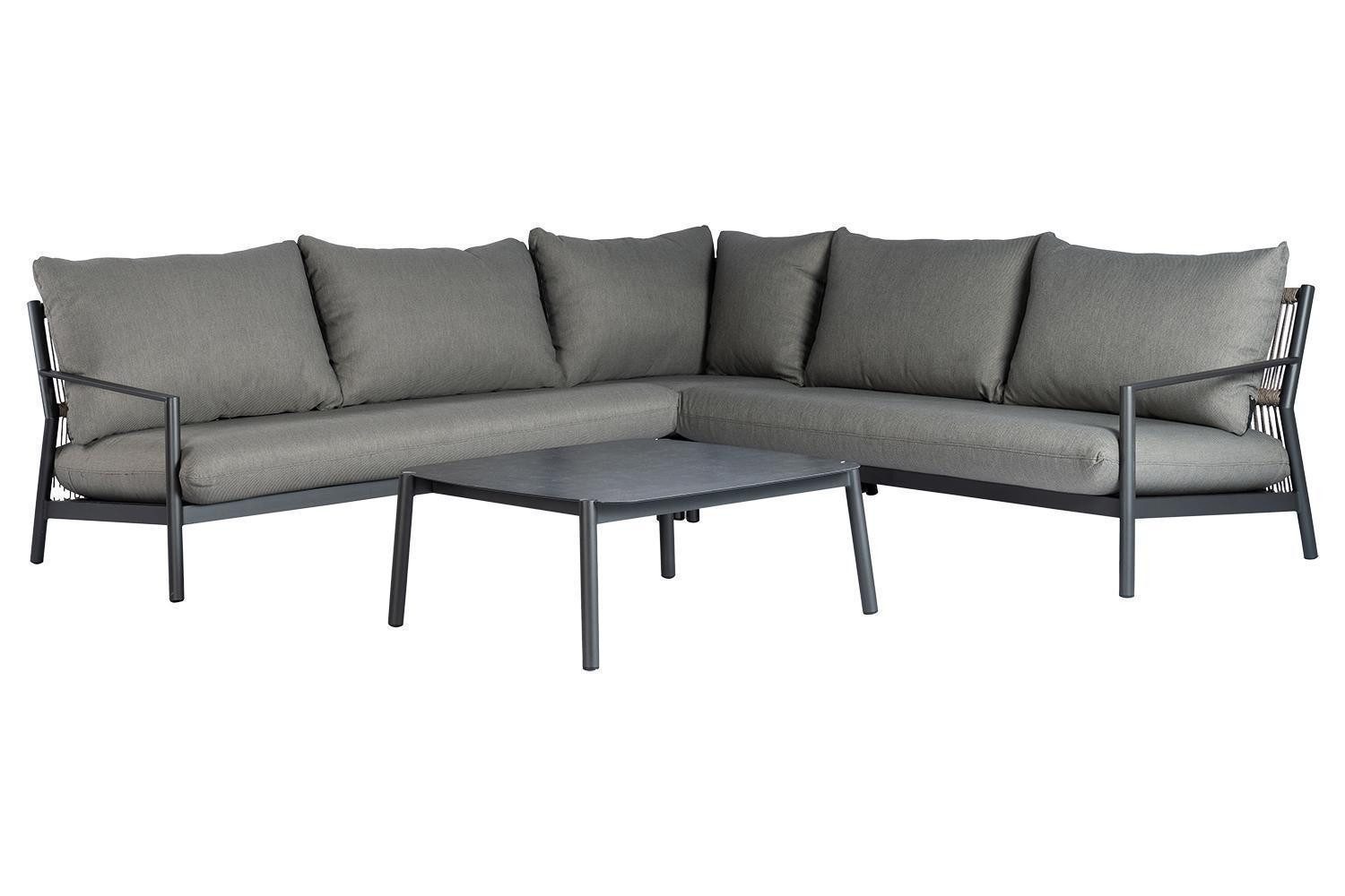 Gartenlounge-Set MONTI LOUNGE CORNER, 2-teilig, Grau, Aluminium, Olefin, mit Loungetisch, B 261 x H 75 x T 261 cm