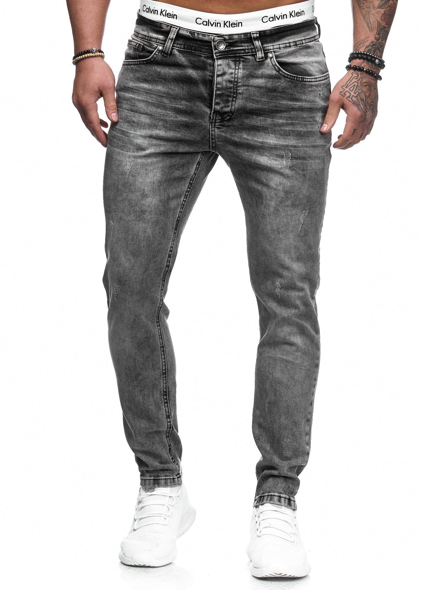 Code47 Slim-fit-Jeans Herren Designer Chino Jeans Hose Basic Stretch Jeanshose Slim Fit Grau 5079 | Slim-Fit Jeans