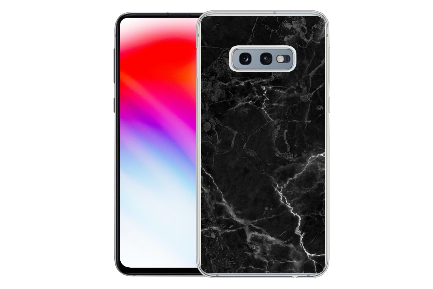 MuchoWow Handyhülle für Samsung Galaxy S10e Marmor - Schwarz - Weiß - Textur - Marmoroptik, Phone Case, Silikon, Schutzhülle Dünn