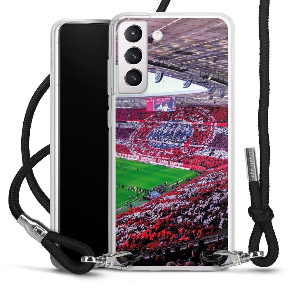 DeinDesign Handyhülle FCB Stadion FC Bayern München FCB Stadion Tribüne, Samsung Galaxy S21 FE 5G Handykette Hülle mit Band Case zum Umhängen