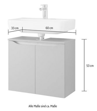 Saphir Badmöbel-Set Quickset 2-teilig, Waschbeckenunterschrank mit LED-Spiegel, (2-St), Waschplatz 60 cm breit, inkl. Türdämpfer, 2 Türen, Bad-Set
