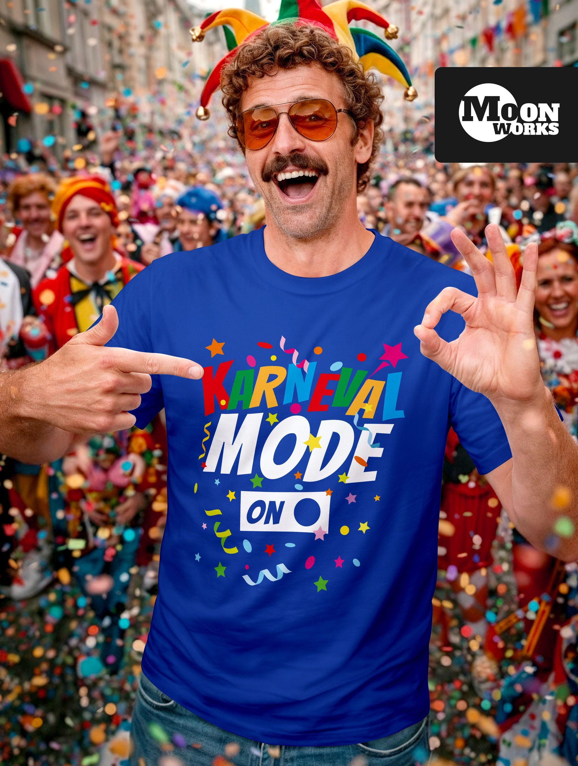 MoonWorks Print-Shirt Herren T-Shirt Karneval Fasching Spruch Konfetti Motiv Kostüm-Ersatz mit Print