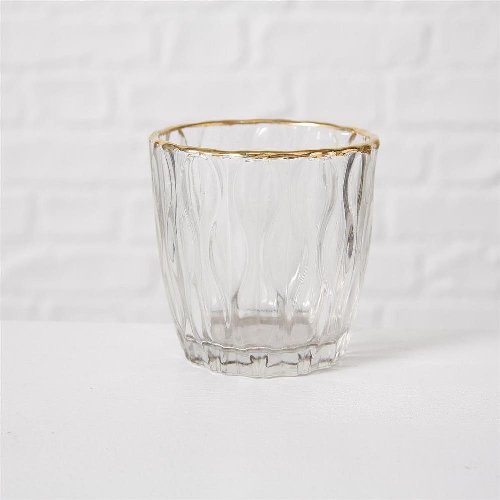 Variante mit Adore, cm, aus x 9 Windlicht Goldrand, zufällige 1 Klarglas, 9 Stück BOLTZE