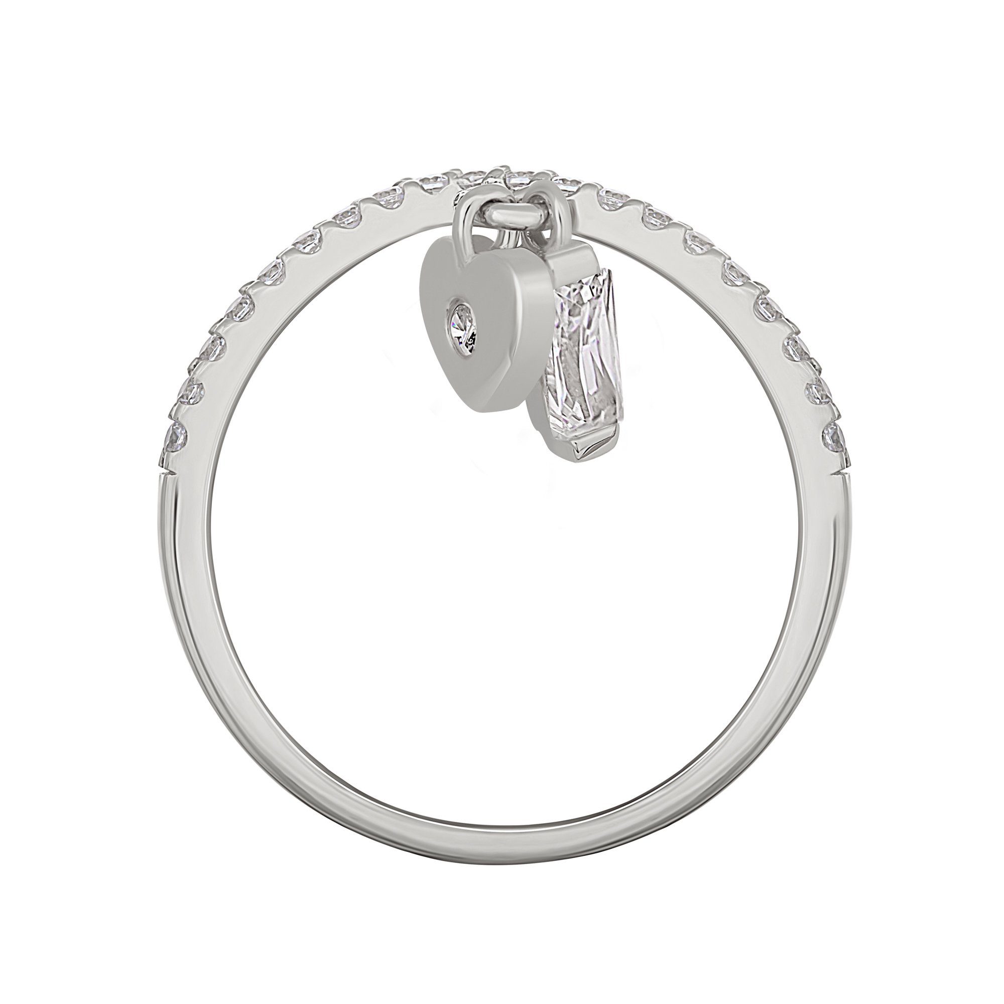 CAÏ Fingerring 925 Silber rhodiniert mit Anhängern Herz Zirkonia