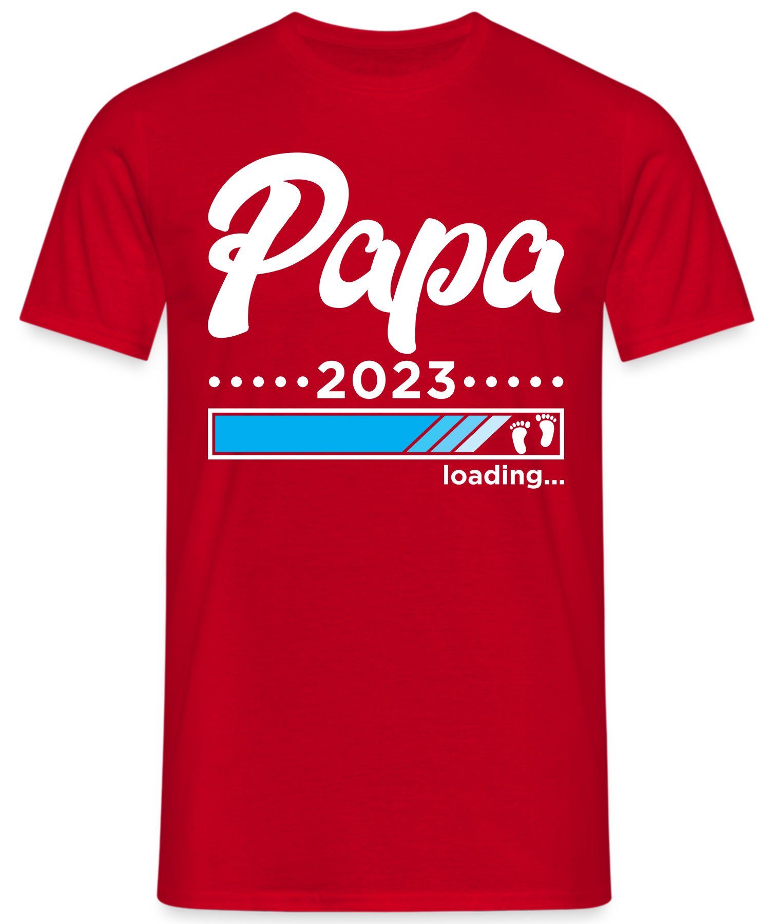 Rot - Papa T-Shirt 2023 (1-tlg) Papa Formatee Vatertag Vater Quattro Herren Kurzarmshirt