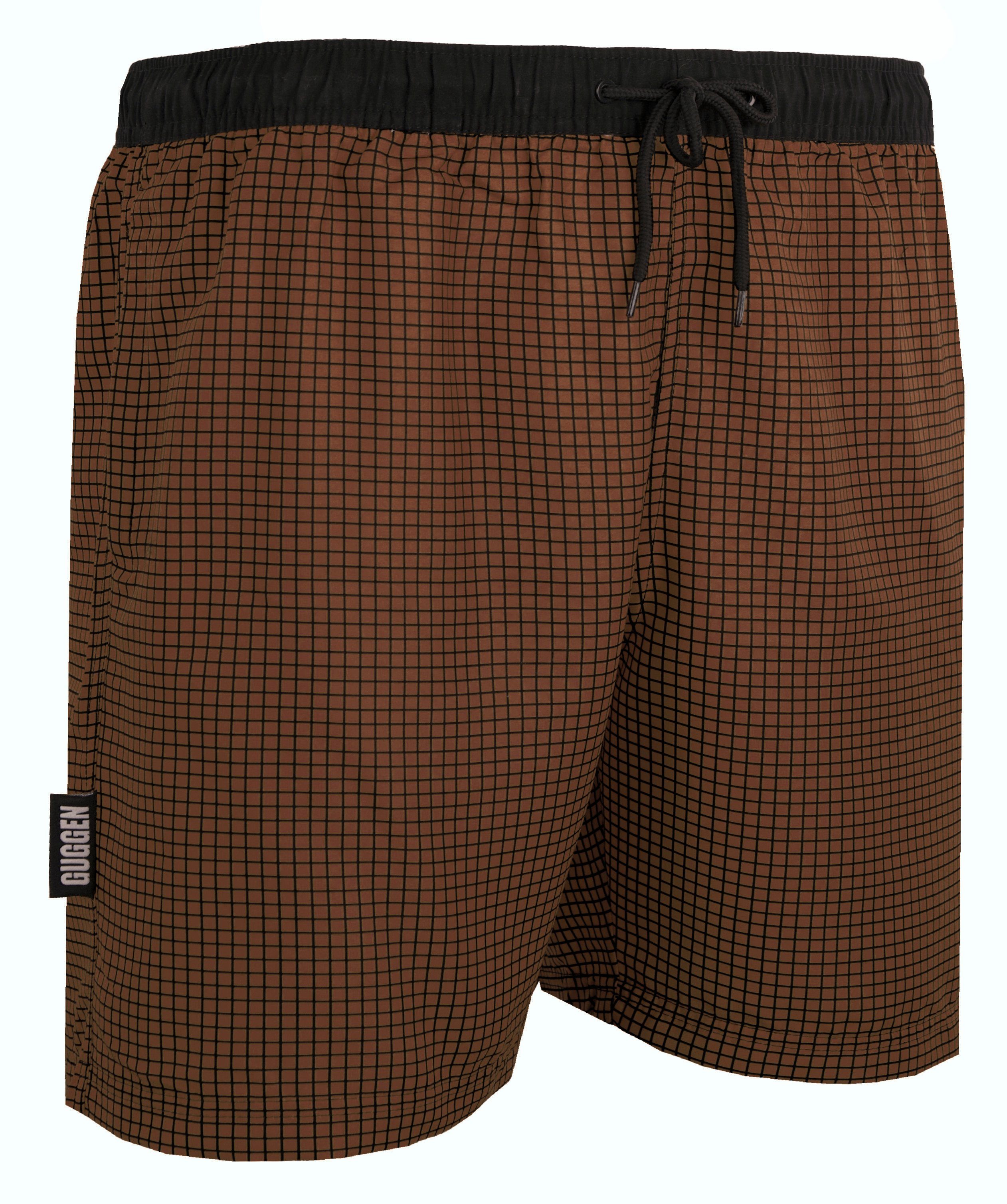 GUGGEN Mountain Badeshorts Badehose Herren Schnelltrocknende Badeshorts Männer mit Kordelzug kariertes Muster Badehose Style6 Braun