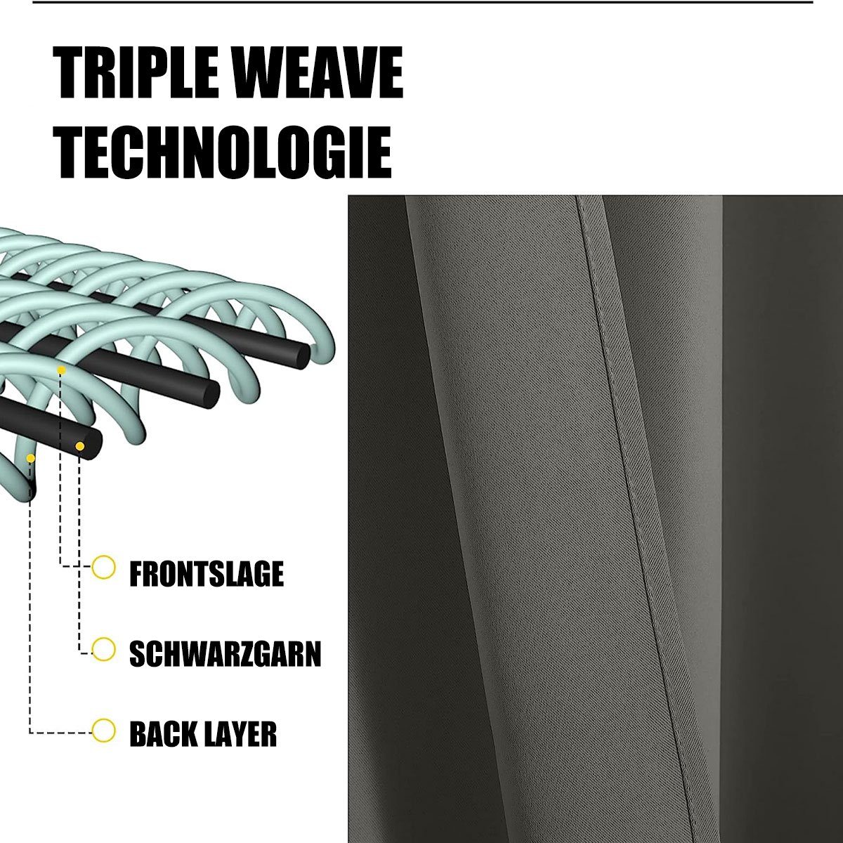 mit Vorhang Ösen für Grau Verdunkelungsvorhänge Juoungle Vorhang, Schlafzimmer, blickdicht,