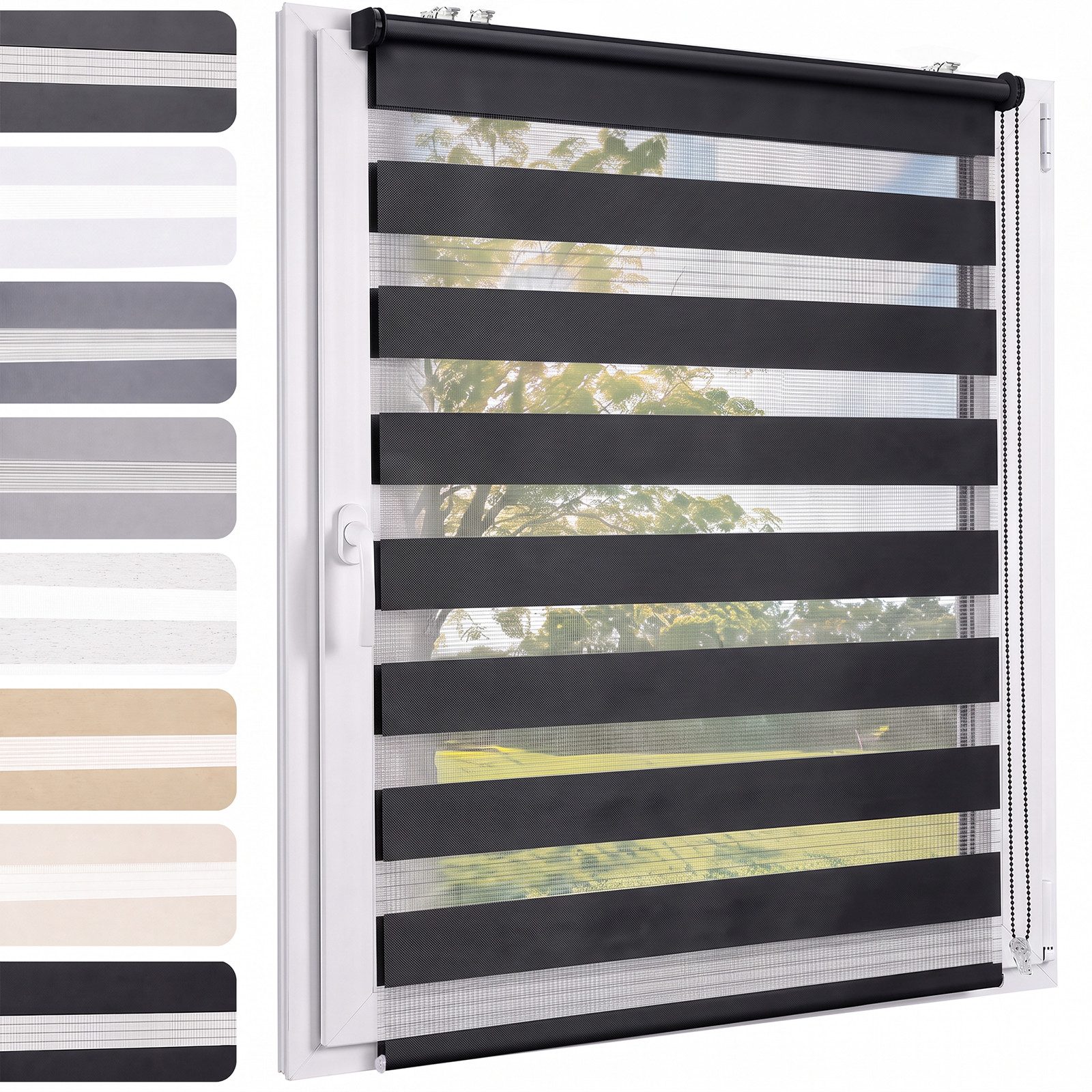 Doppelrollo Doppelrollo Rollos für Fenster ohne Bohren oder mit Bohren, Sekey, Klemmfix, für Fenster und Tür, freihängend mit Klemmträger, Seitenzugrollo