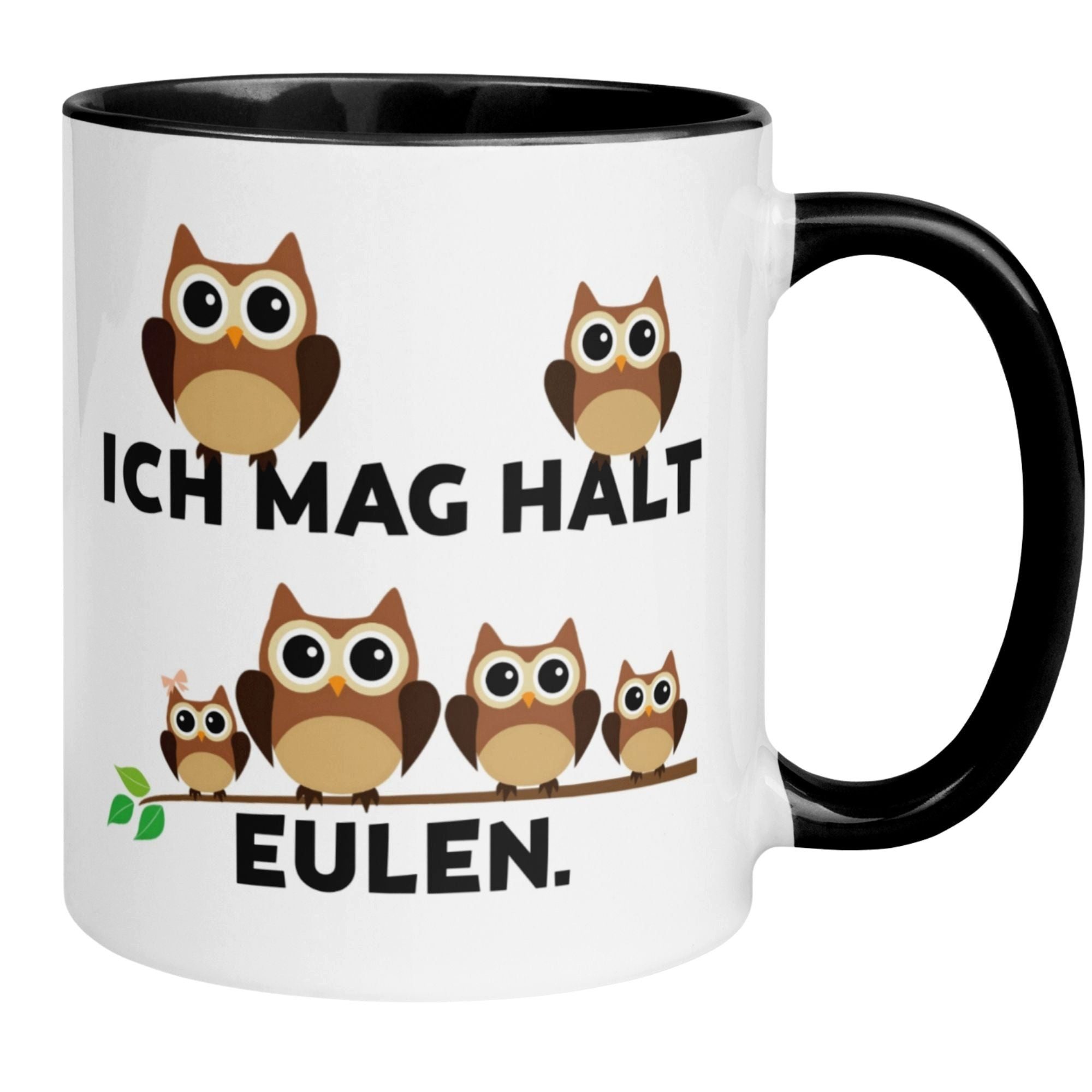Momentals Tasse Eule – „Ich mag halt Eulen“ – lustiger Eulen Geschenk Becher, Gratis Versand · Links-&Rechtshänder · Spülmaschinenfest