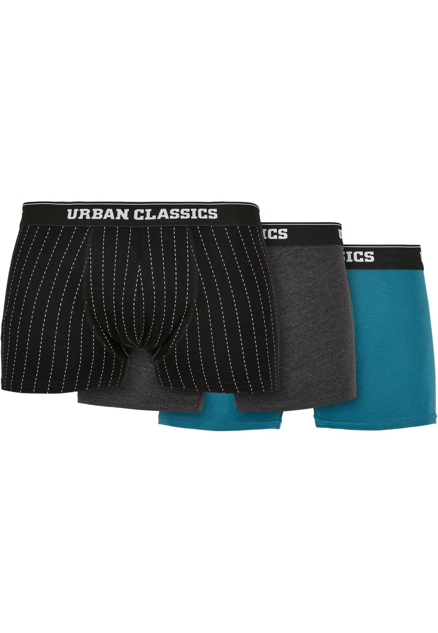 URBAN CLASSICS Boxershorts Shorts Herren Boxer 3-Pack (1-St) charcoal pinstripe Organic jasper aop