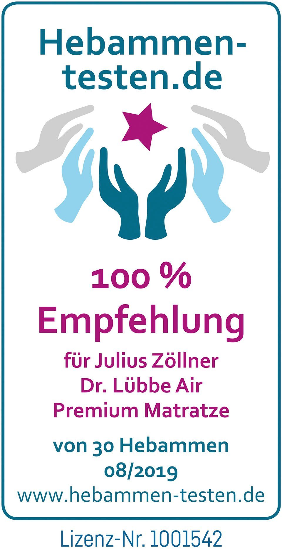 Babymatratze Dr. Lübbe Air Premium, Matratze 60x120, 70x140 cm, Julius Zöllner, 10 cm hoch, Matratze für Babys & Kleinkinder, H1, atmungsaktiv