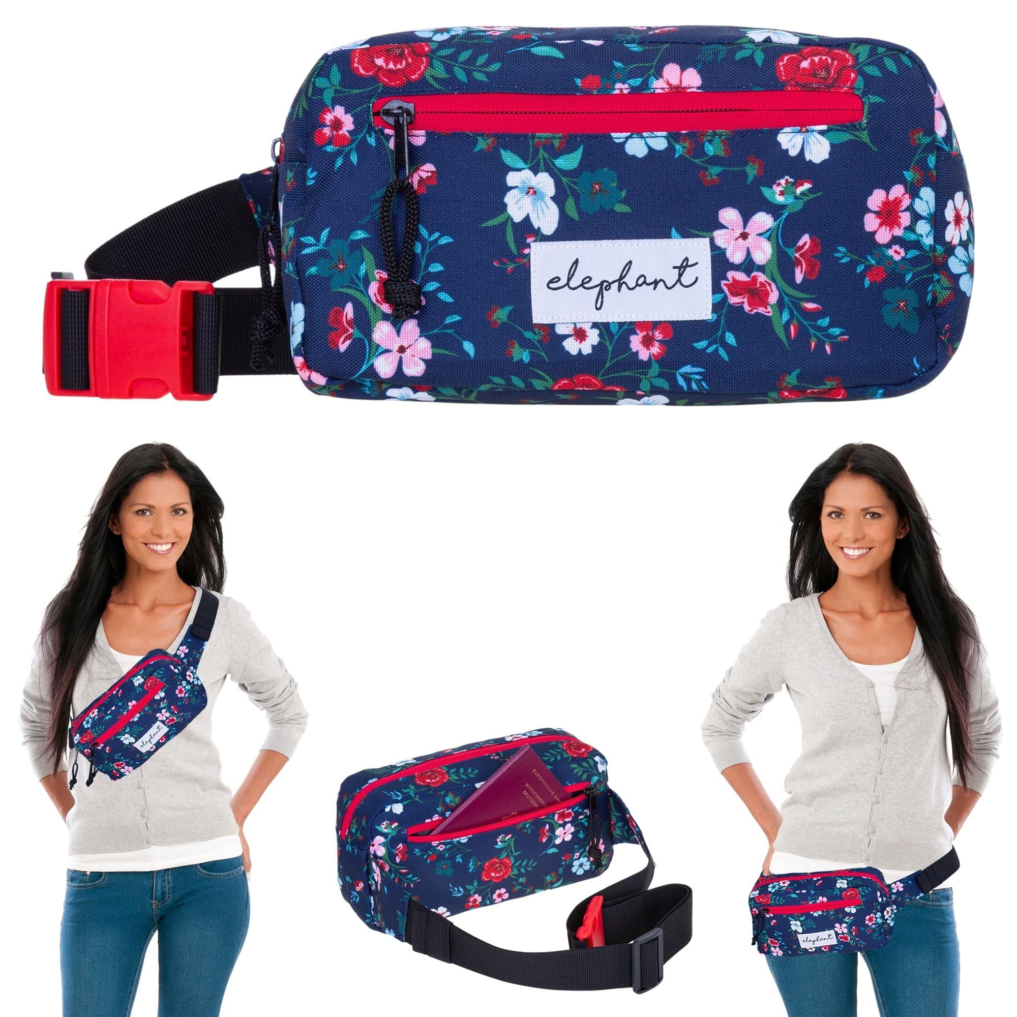 ELEPHANT Bauchtasche Damen Flower Hüfttasche Crossbag Elephant Travel Gürteltasche, Outdoor Tasche Gassi Wandern Bag Waist Bag Reise