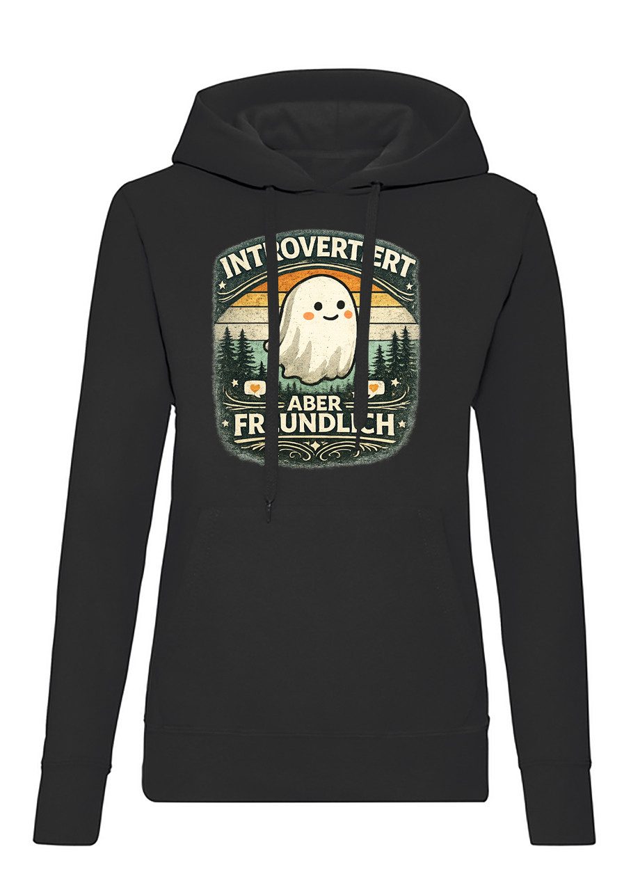 Blondie & Brownie Hoodie Introvertiert Aber Freundlich Damen Hoodie Geist Cartoon Print (Einzeln, Einzelartikel) Introvertiert Aber Freundlich Hoodie