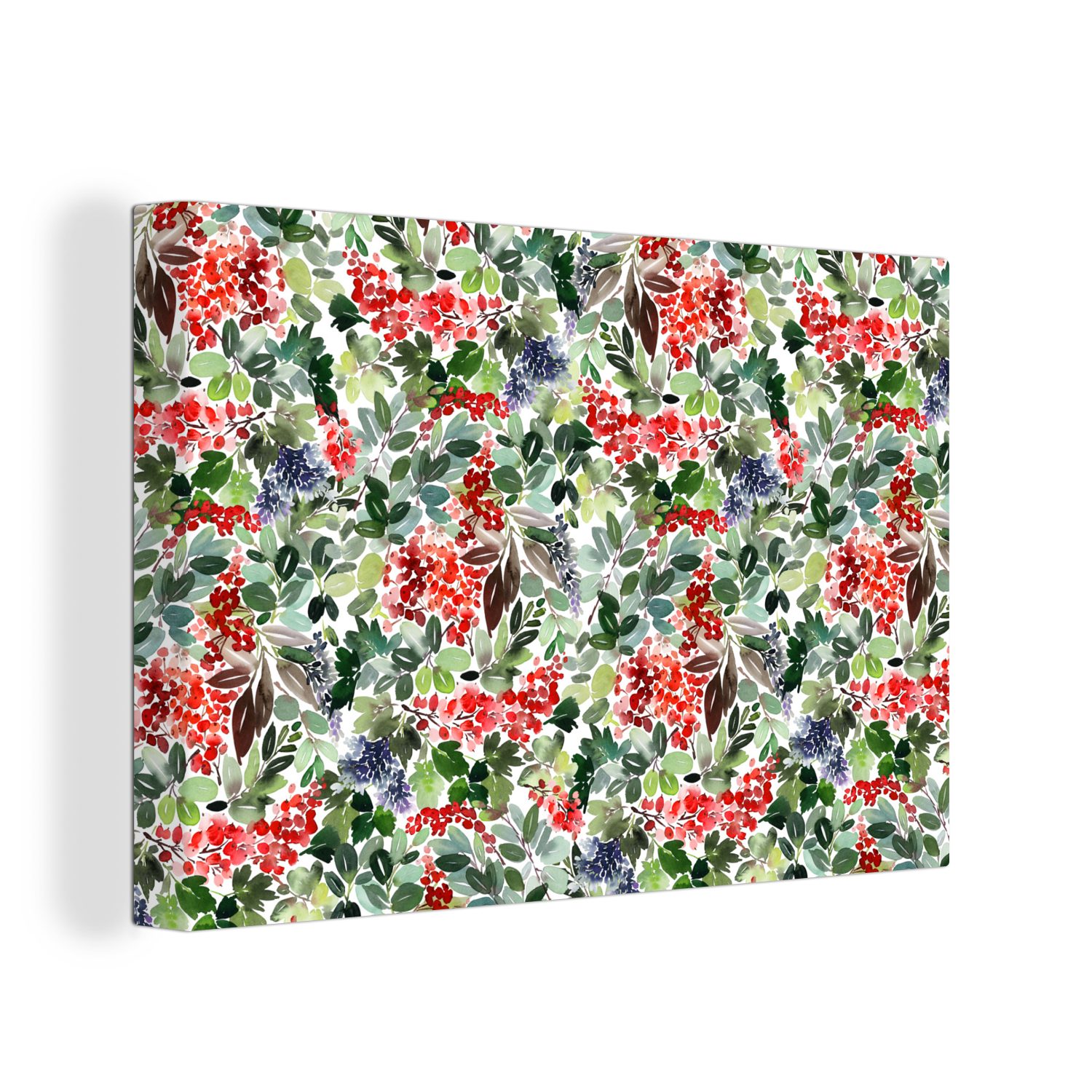 OneMillionCanvasses® Leinwandbild Pflanzen - Beeren - Muster, (1 St), Wandbild Leinwandbilder, Aufhängefertig, Wanddeko, 30x20 cm