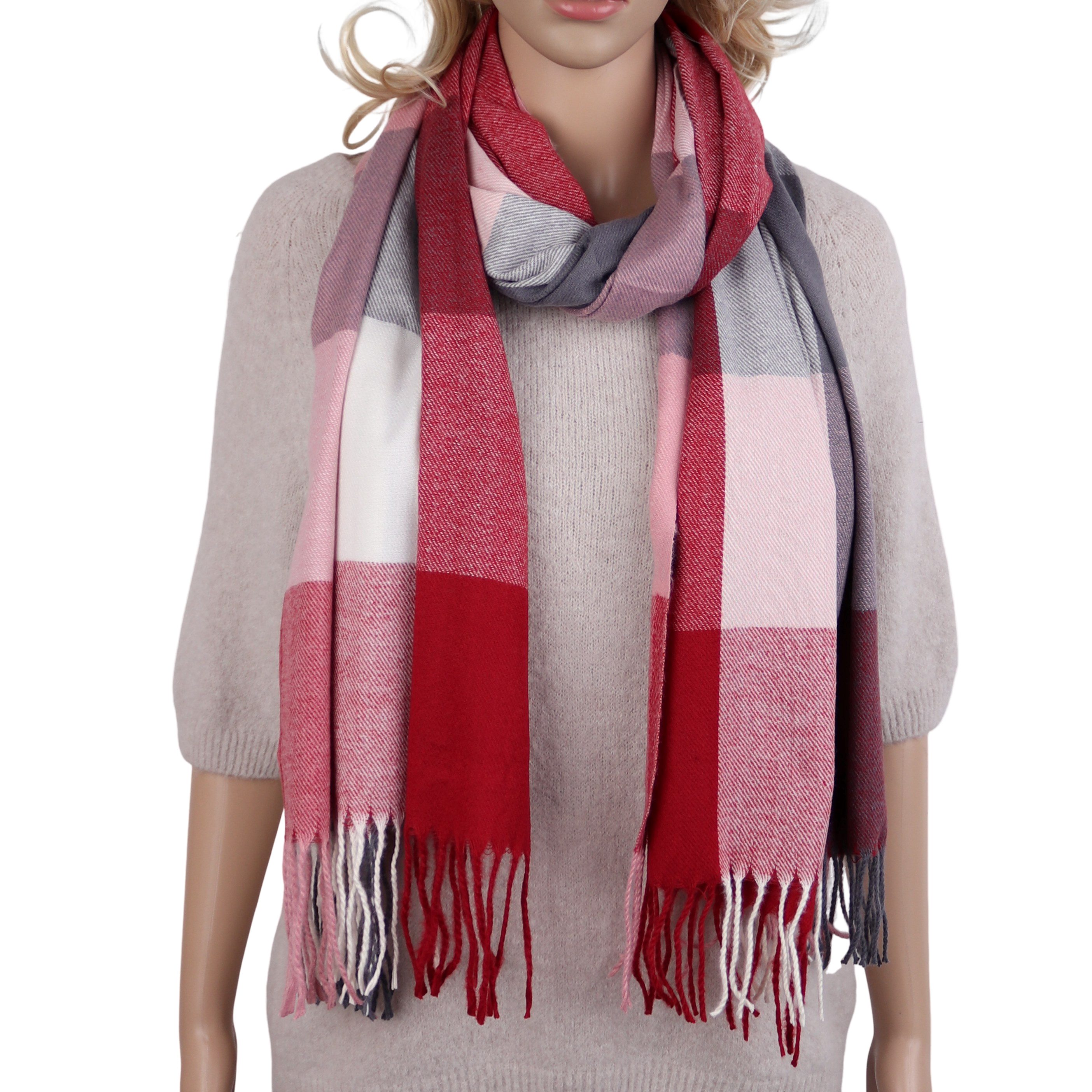 MIRROSI Modeschal weicher und warmer karierter Schal mit Fransen, 70x180cm, günstig online kaufen