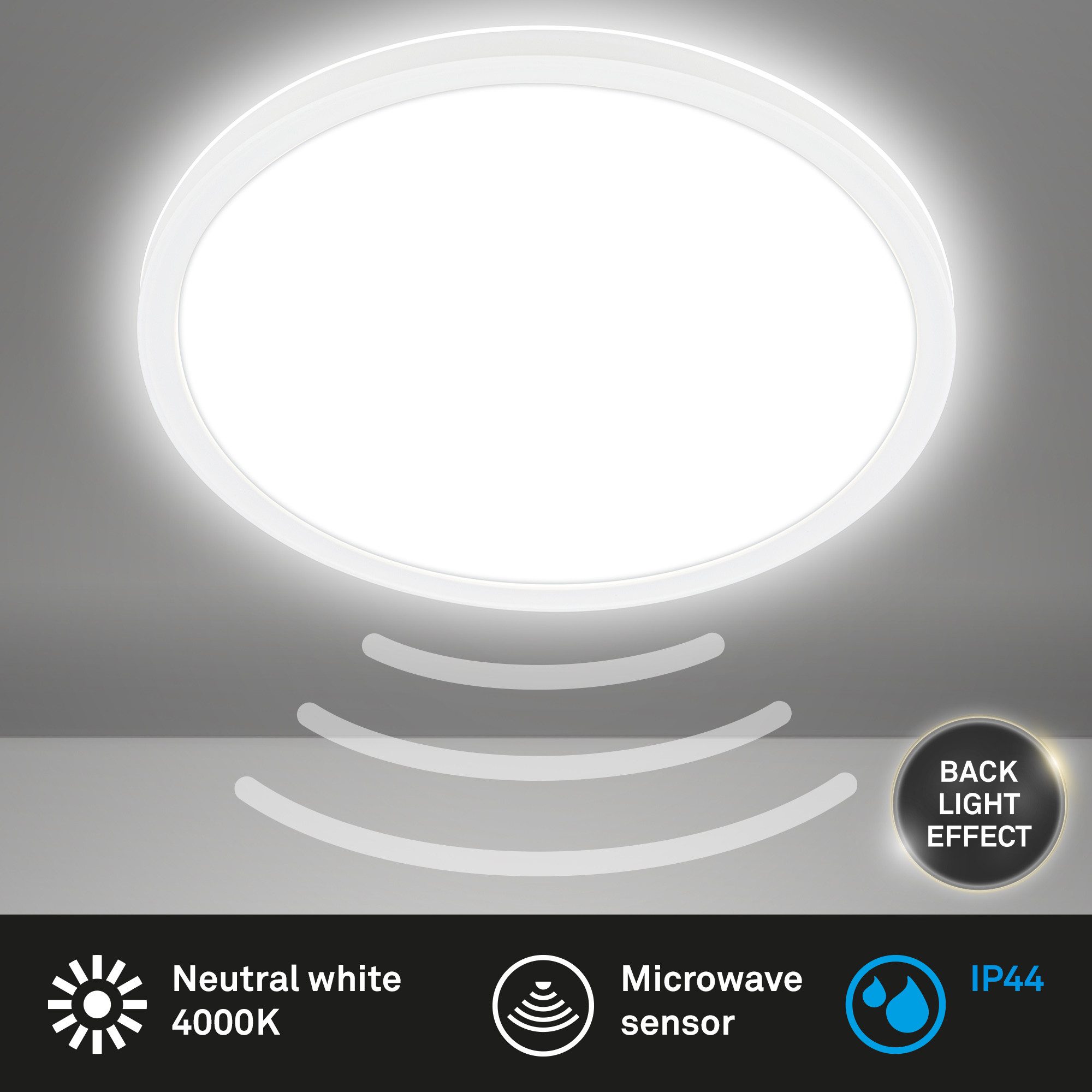 Briloner Leuchten Deckenleuchte LED Deckenlampe Badlampe Bewegungsmelder Badezimmer Keller Flur, LED fest integriert, 4000K, LED Badlampe versch. Modelle Weiß Badezimmer Keller Flur Küche
