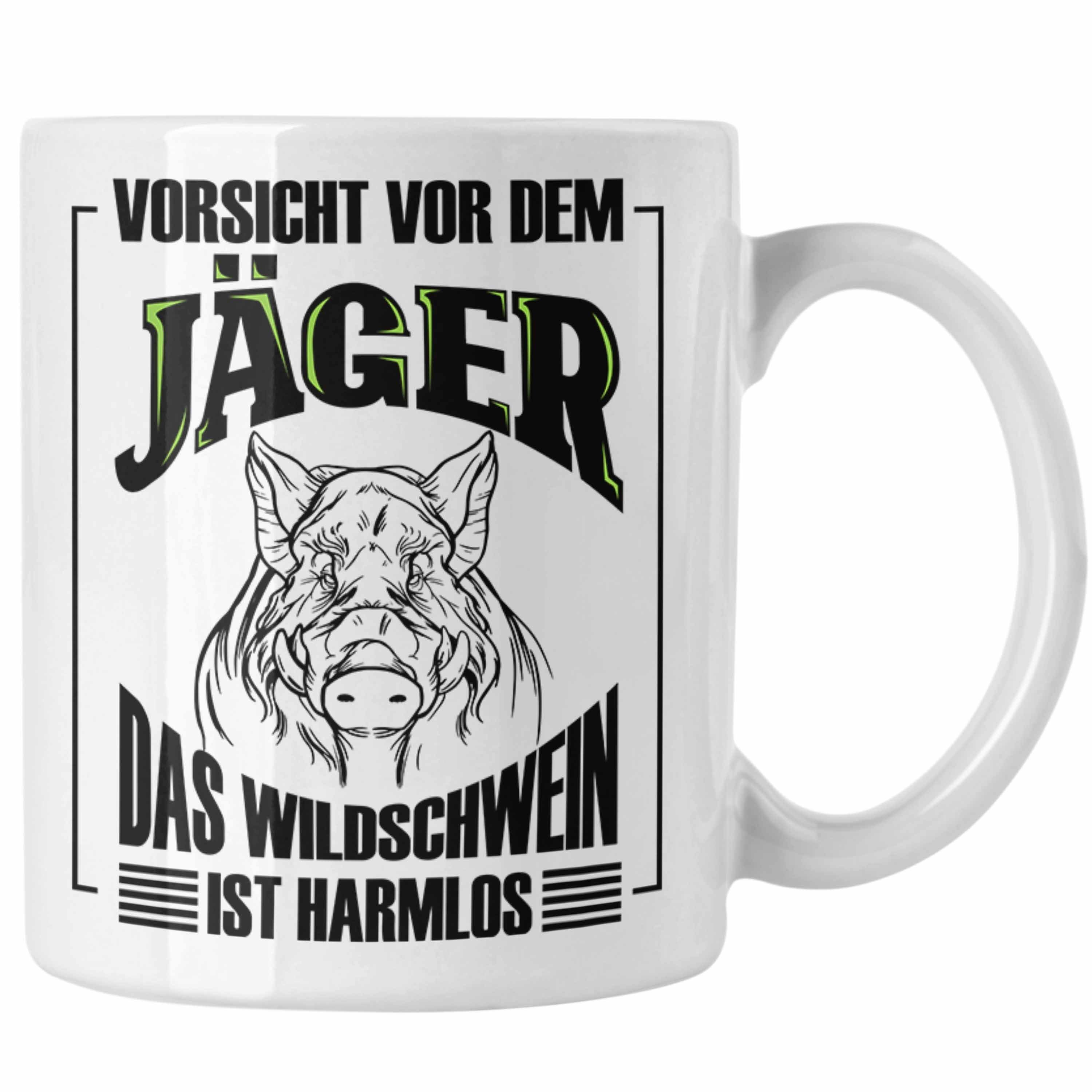 Lustige Tasse Wildschwein Weiss Trendation Jagd Geschenkidee Spruch für Jäger Geschenk Tasse